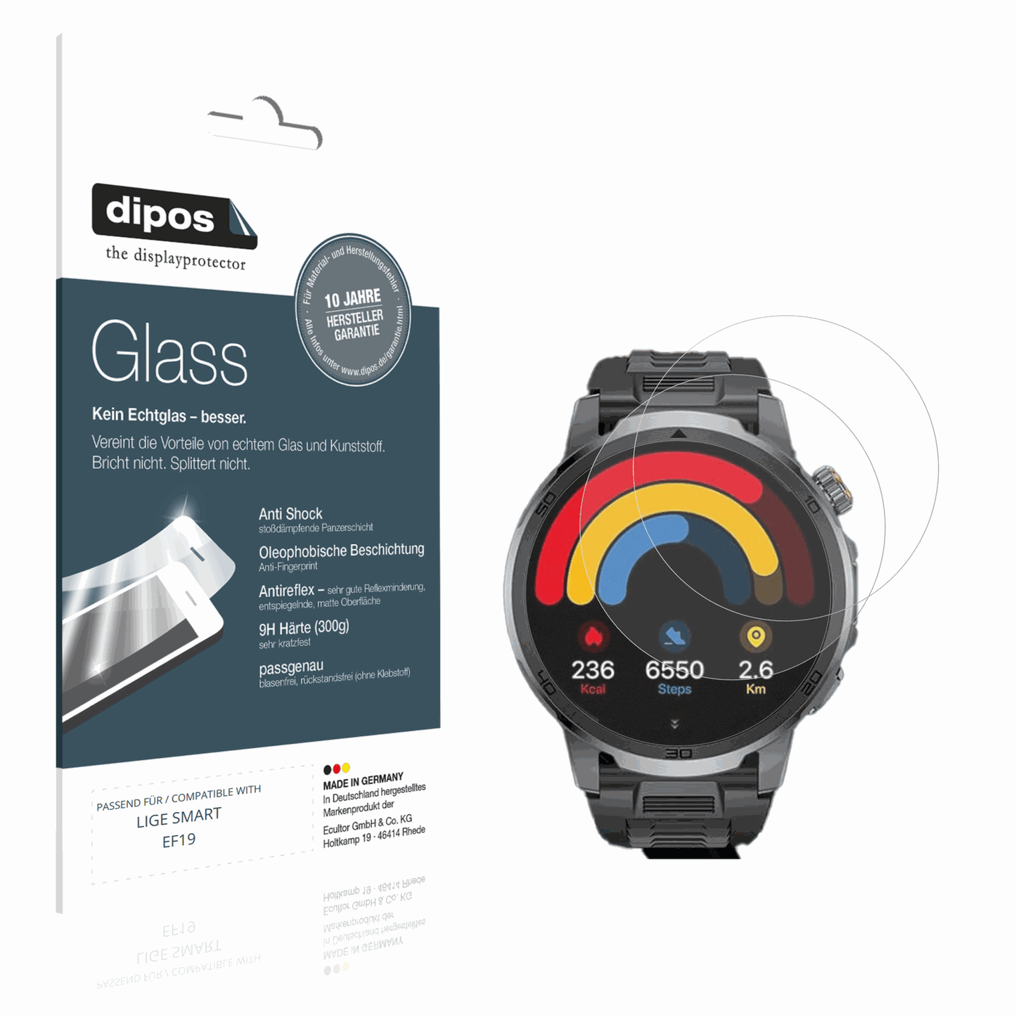 Matte Displayschutzfolie von dipos passend für LIGE SMART EF19, 9H kratzfest und blasenfrei montiert