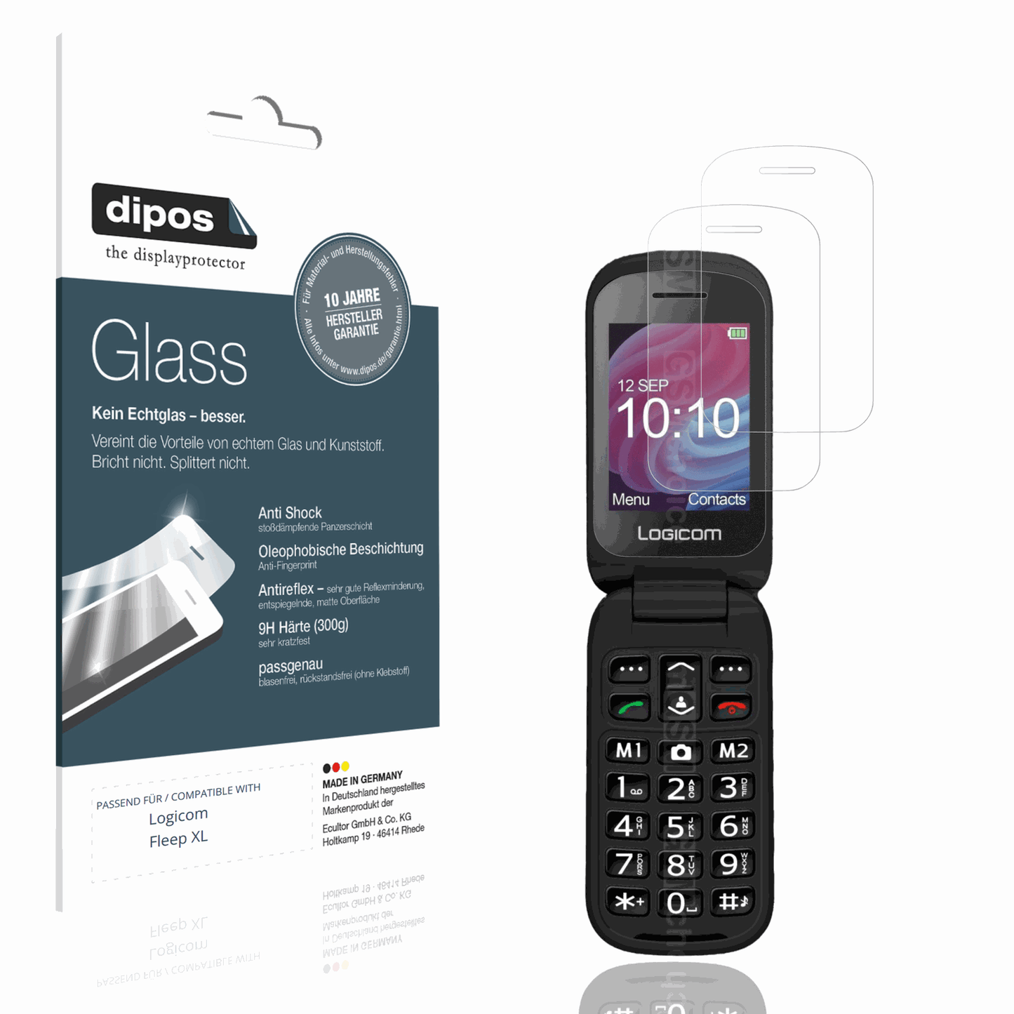 Matte Displayschutzfolie von dipos passend für Logicom Fleep XL, 9H kratzfest und blasenfrei montiert