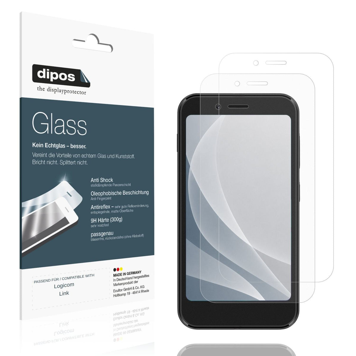 Matte Displayschutzfolie von dipos passend für Logicom Link, 9H kratzfest und blasenfrei montiert