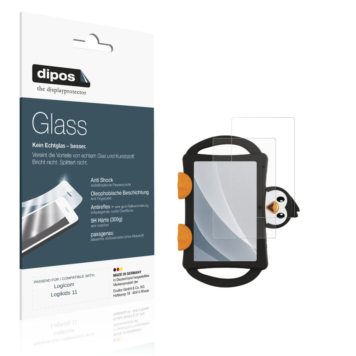 Matte Displayschutzfolie von dipos passend für Logicom Logikids 11, 9H kratzfest und blasenfrei montiert