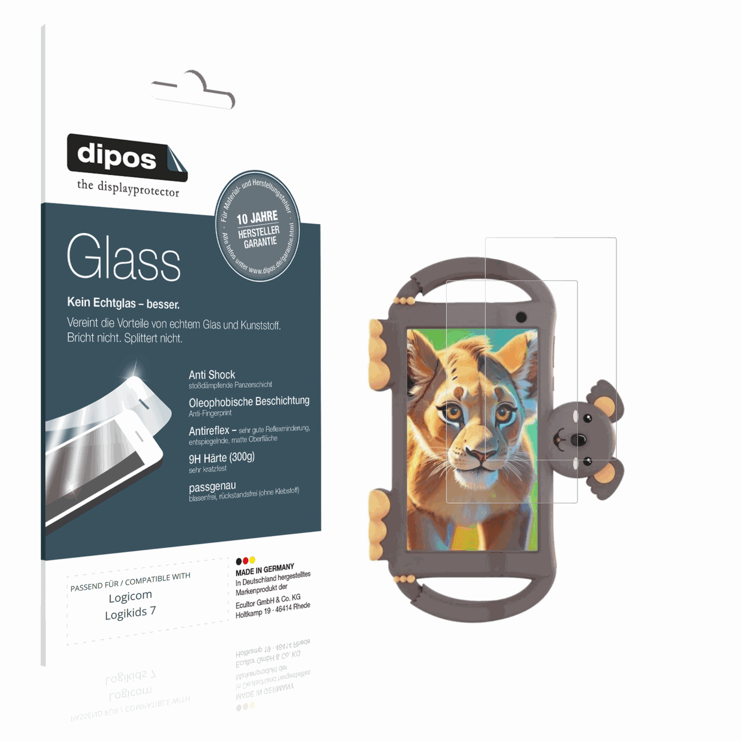 Matte Displayschutzfolie von dipos passend für Logicom Logikids 7, 9H kratzfest und blasenfrei montiert