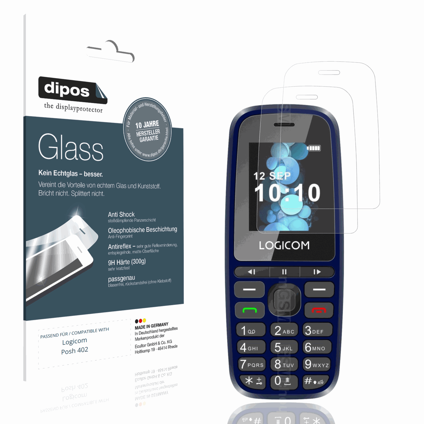 Matte Displayschutzfolie von dipos passend für Logicom Posh 402, 9H kratzfest und blasenfrei montiert