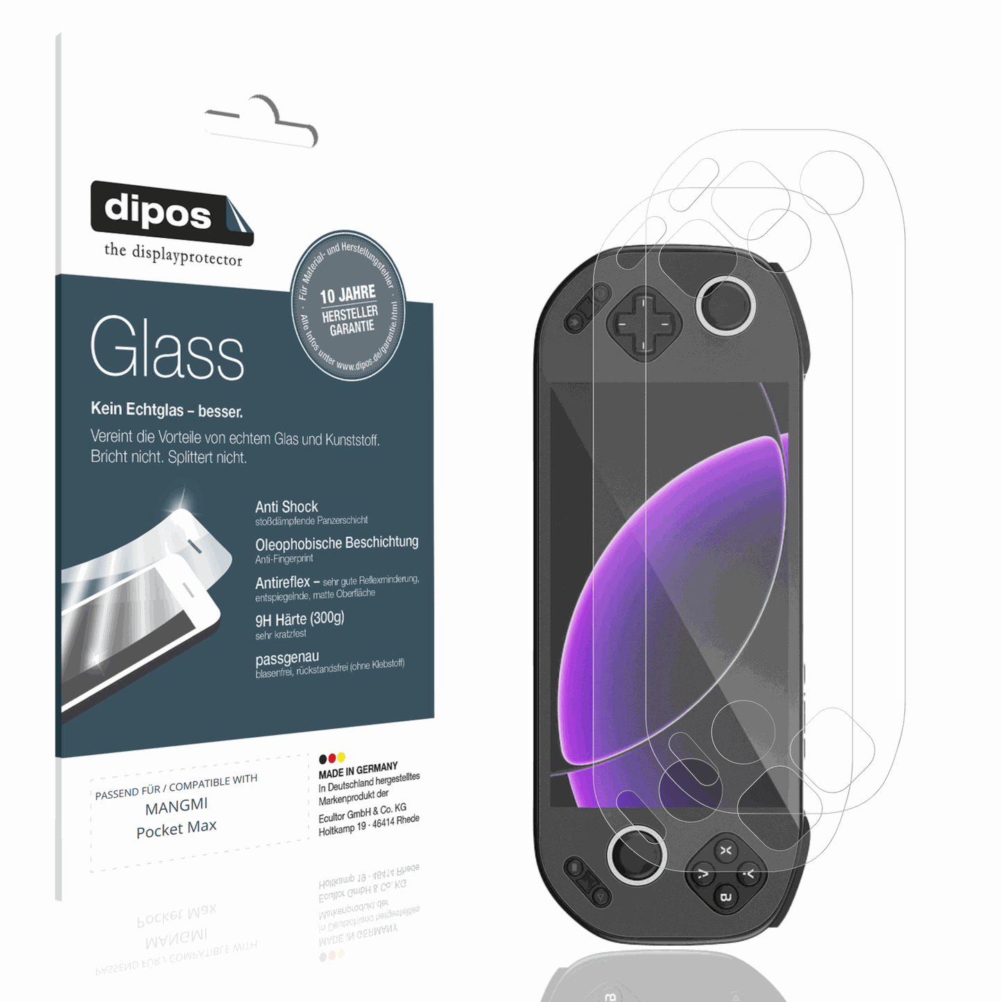 Matte Displayschutzfolie von dipos passend für MANGMI Pocket Max, 9H kratzfest und blasenfrei montiert