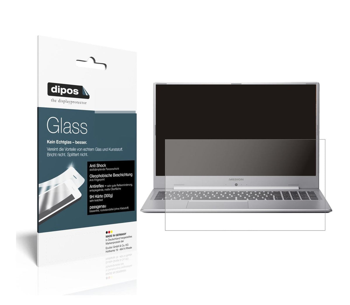 Matte Displayschutzfolie von dipos passend für Medion Akoya S17405, 9H kratzfest und blasenfrei montiert