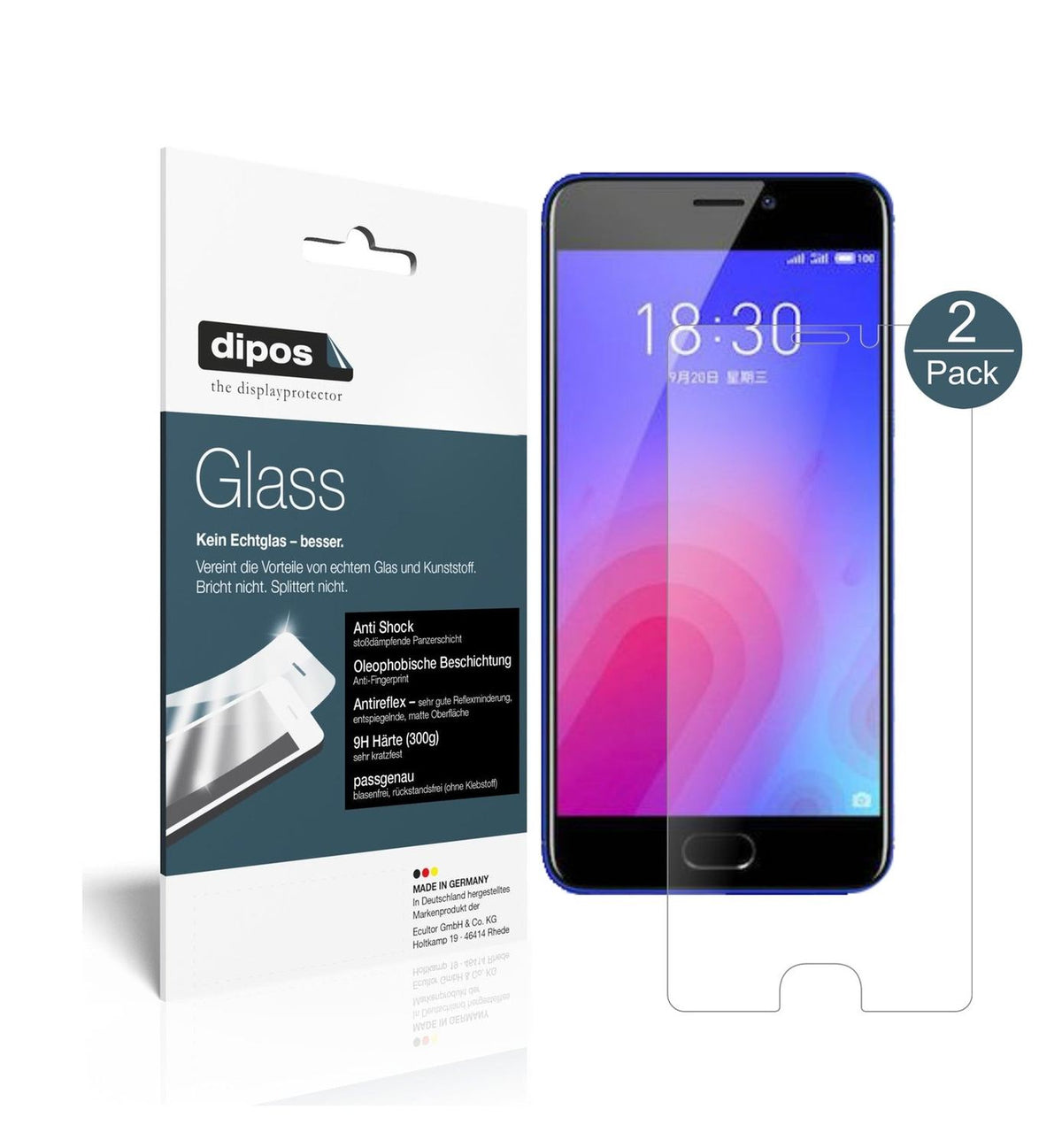 Matte Displayschutzfolie von dipos passend für Meizu M6, 9H kratzfest und blasenfrei montiert