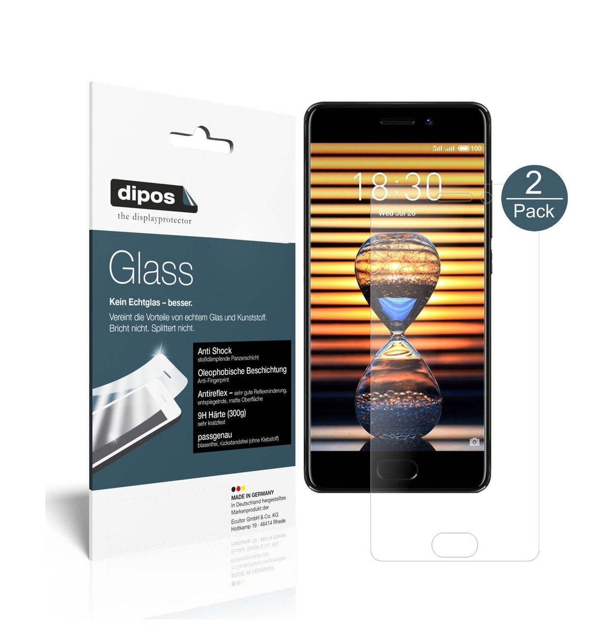 Matte Displayschutzfolie von dipos passend für Meizu Pro 7, 9H kratzfest und blasenfrei montiert