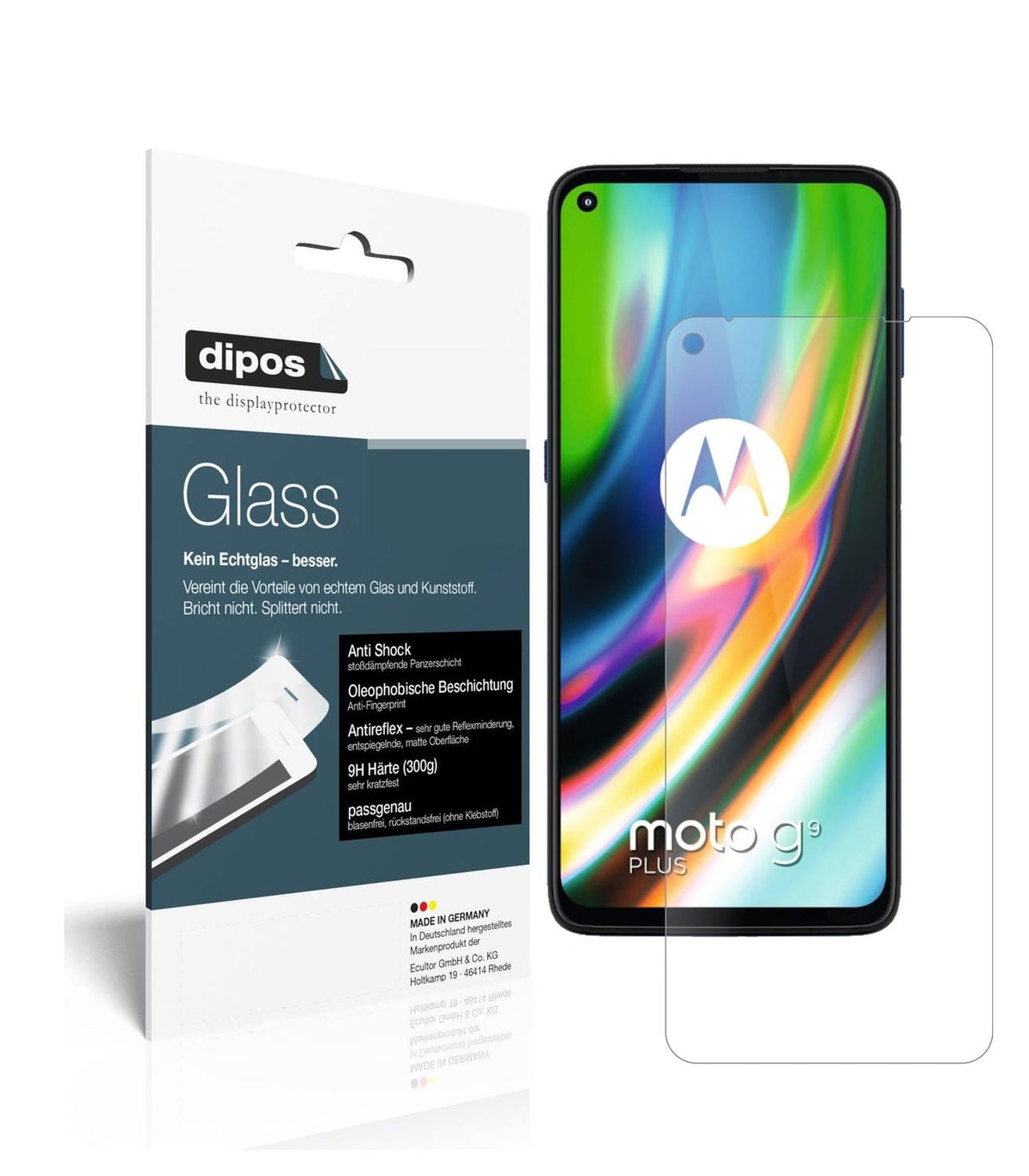 Matte Displayschutzfolie von dipos passend für Motorola Moto G9 Plus, 9H kratzfest und blasenfrei montiert