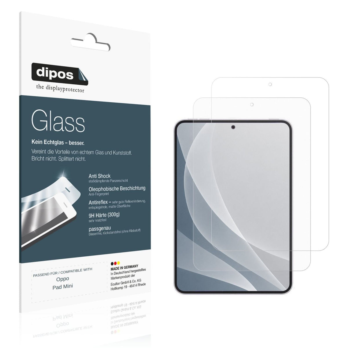 Matte Displayschutzfolie von dipos passend für Oppo Pad Mini, 9H kratzfest und blasenfrei montiert