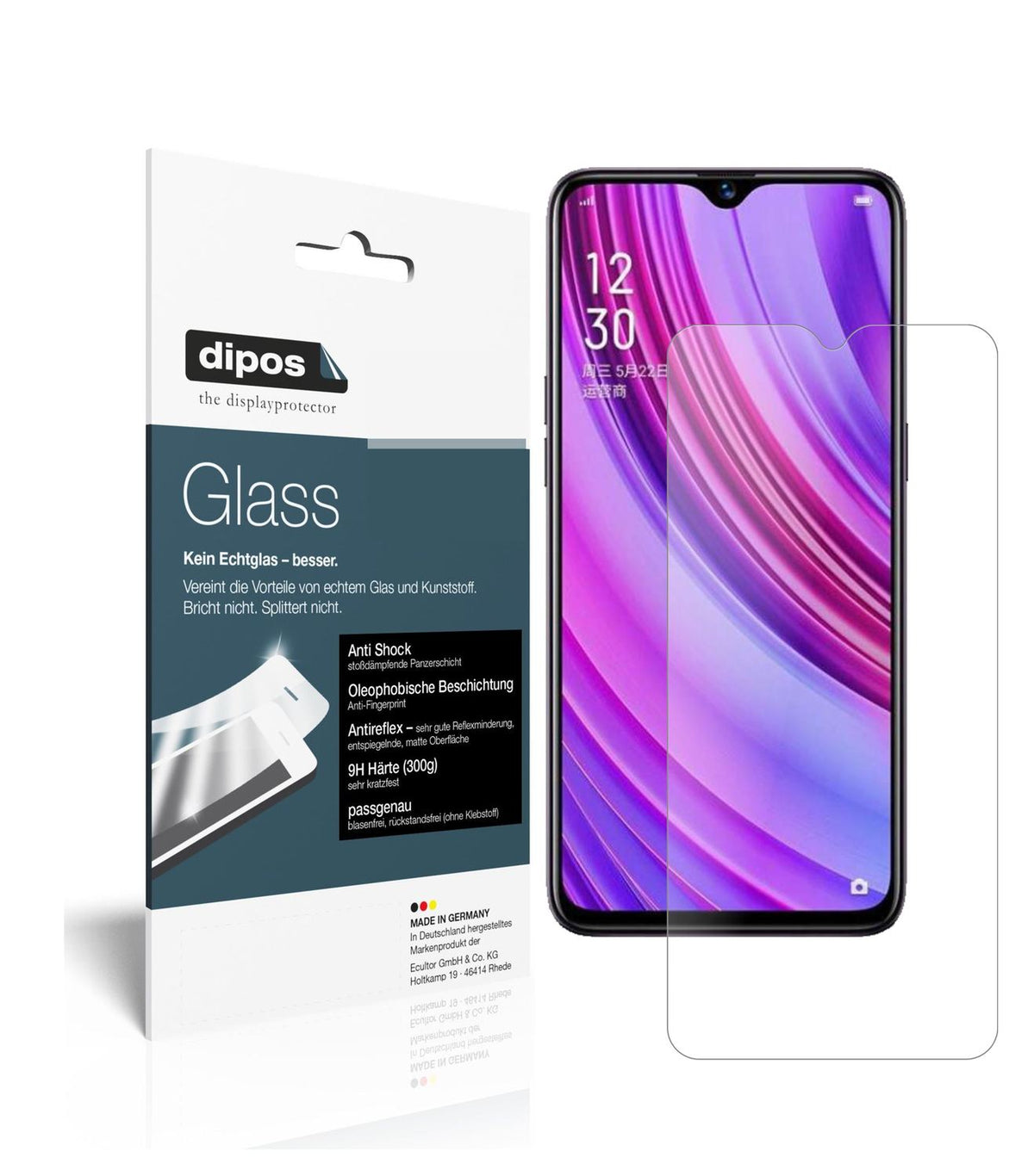 Matte Displayschutzfolie von dipos passend für Oppo Realme X Lite, 9H kratzfest und blasenfrei montiert