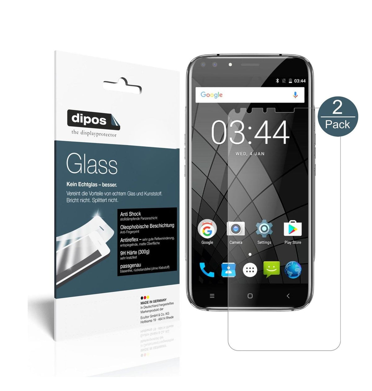 Matte Displayschutzfolie von dipos passend für Oukitel U22 (5,5 Zoll), 9H kratzfest und blasenfrei montiert