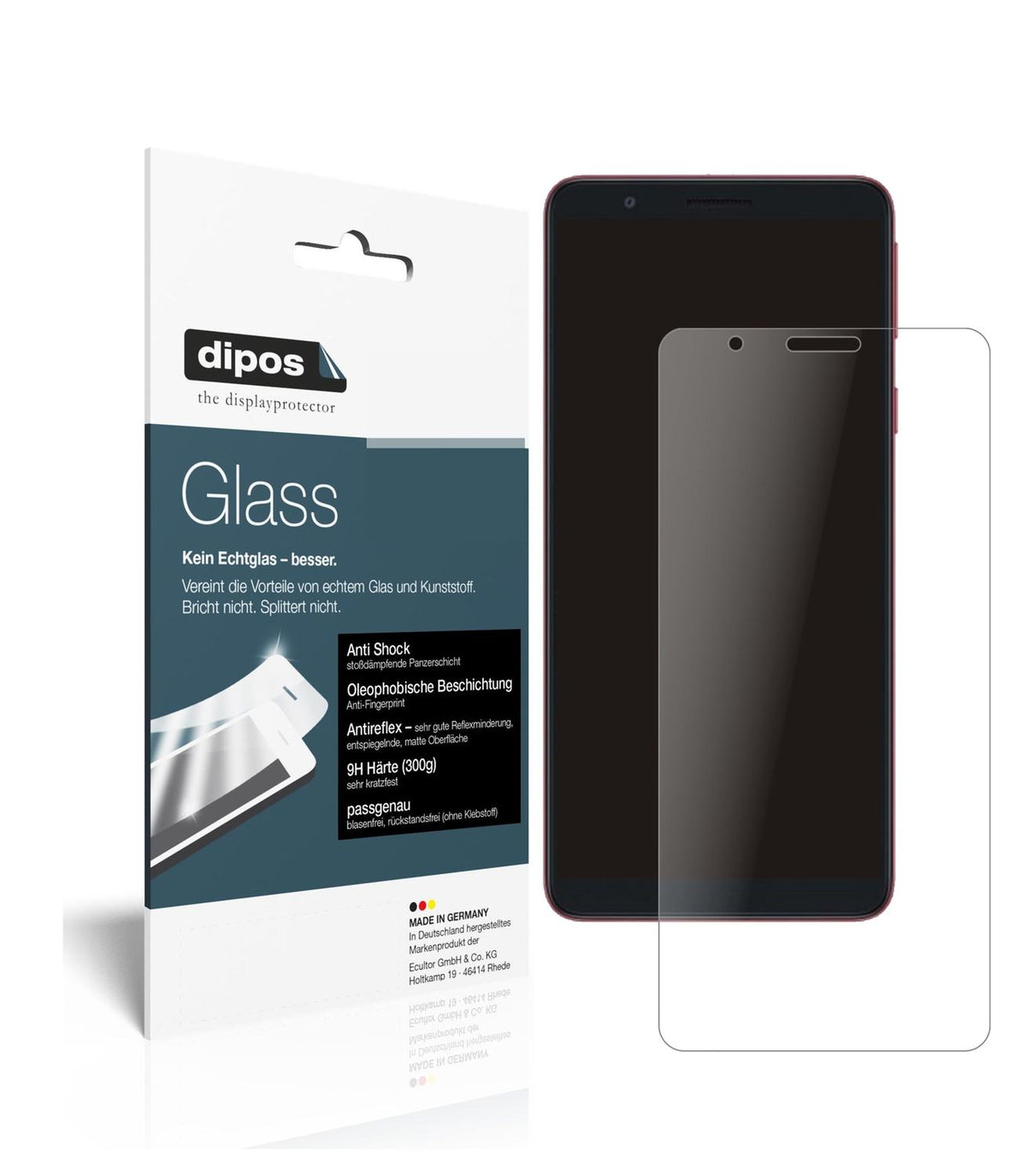 Matte Displayschutzfolie von dipos passend für Samsung Galaxy A01 Core, 9H kratzfest und blasenfrei montiert