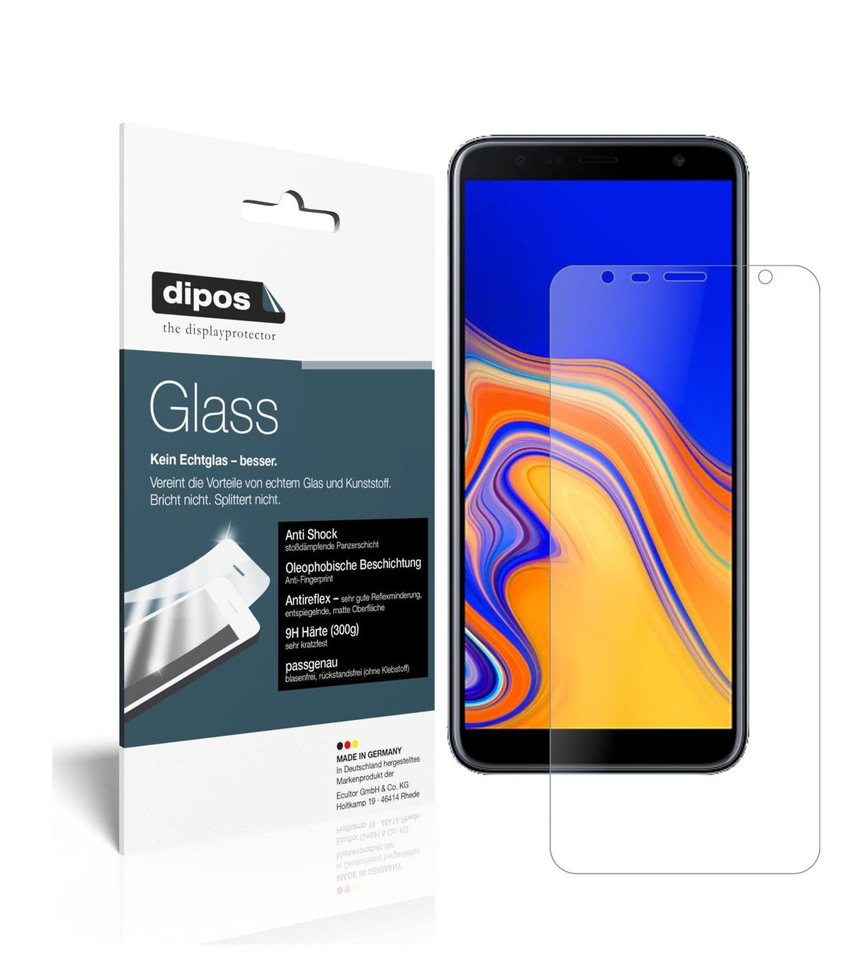 Matte Displayschutzfolie von dipos passend für Samsung Galaxy J6 Plus (2018), 9H kratzfest und blasenfrei montiert