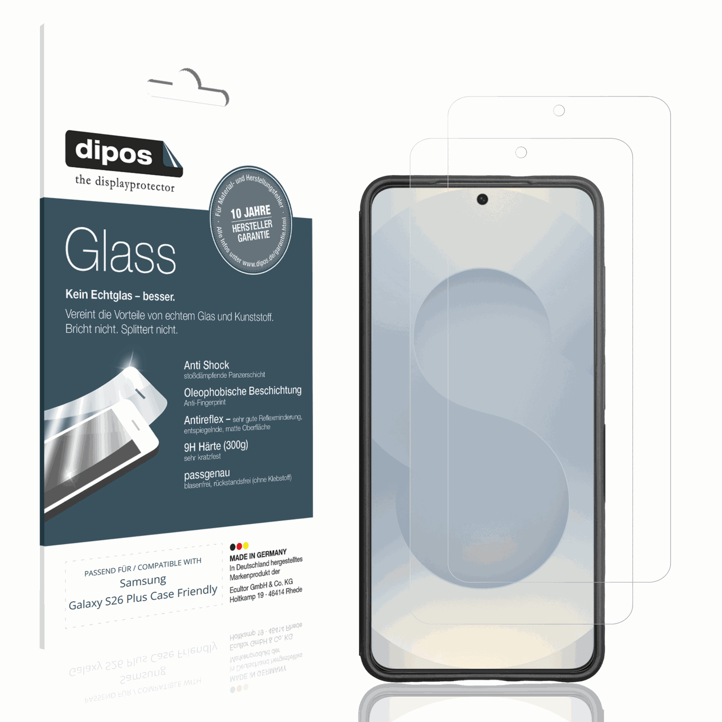 Matte Displayschutzfolie von dipos passend für Samsung Galaxy S26 Plus Case Friendly, 9H kratzfest und blasenfrei montiert