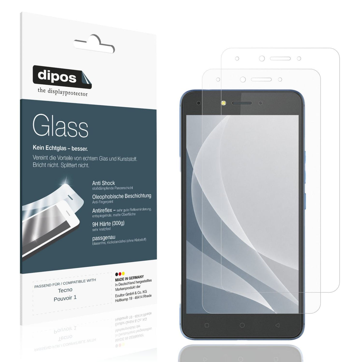 Matte Displayschutzfolie von dipos passend für Tecno Pouvoir 1, 9H kratzfest und blasenfrei montiert