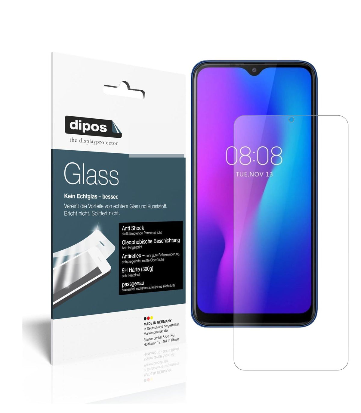 Matte Displayschutzfolie von dipos passend für Ulefone Power 6, 9H kratzfest und blasenfrei montiert