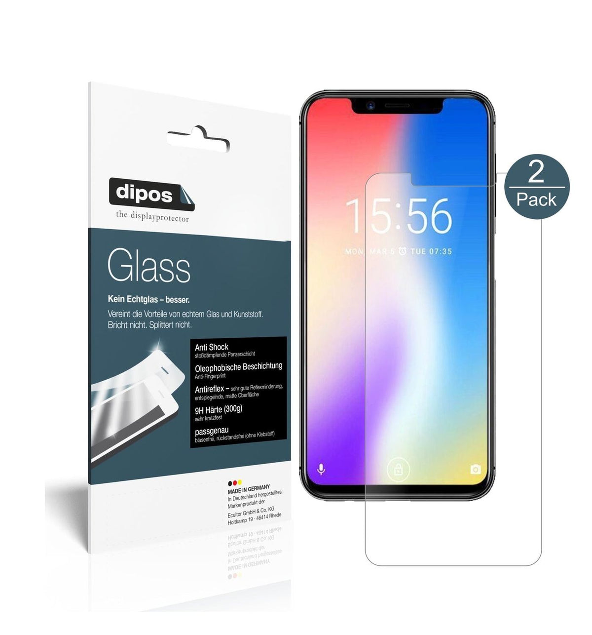 Matte Displayschutzfolie von dipos passend für Umidigi One Pro, 9H kratzfest und blasenfrei montiert