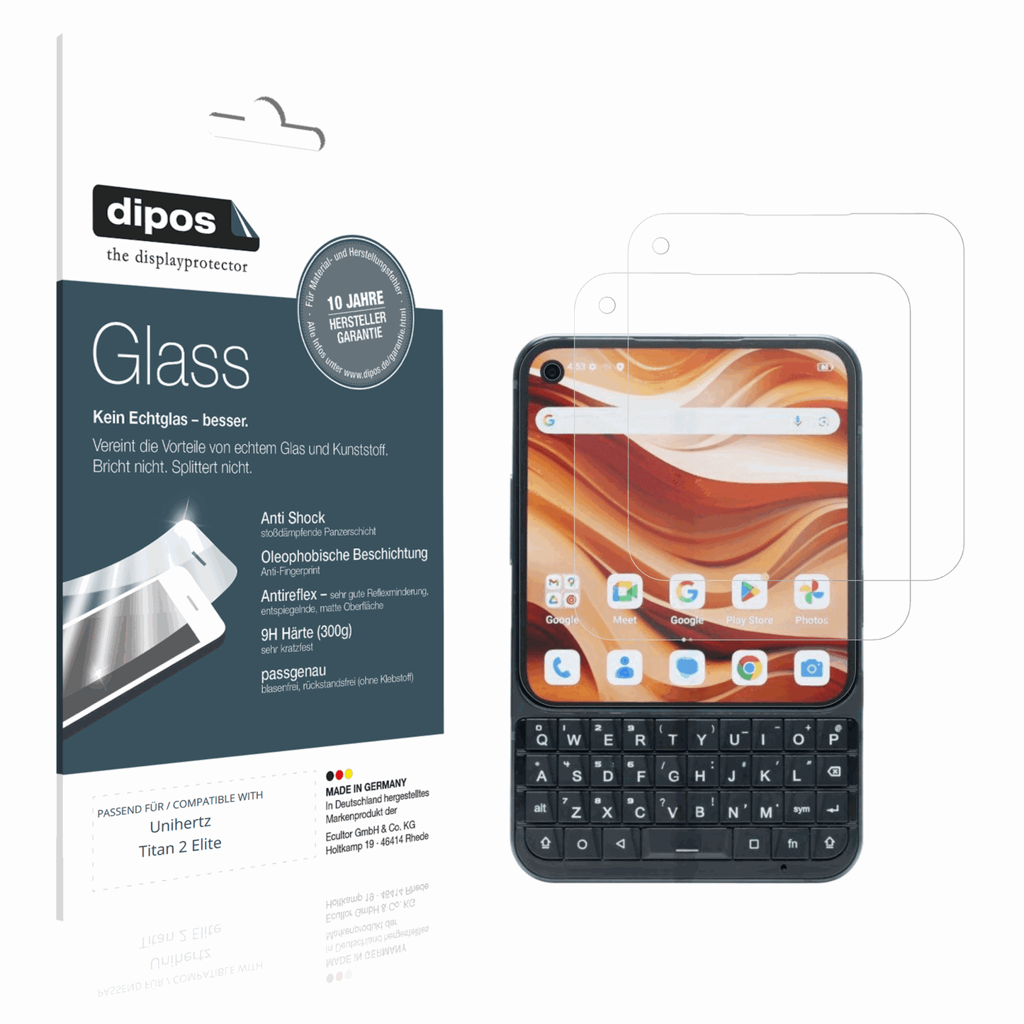 Matte Displayschutzfolie von dipos passend für Unihertz Titan 2 Elite, 9H kratzfest und blasenfrei montiert