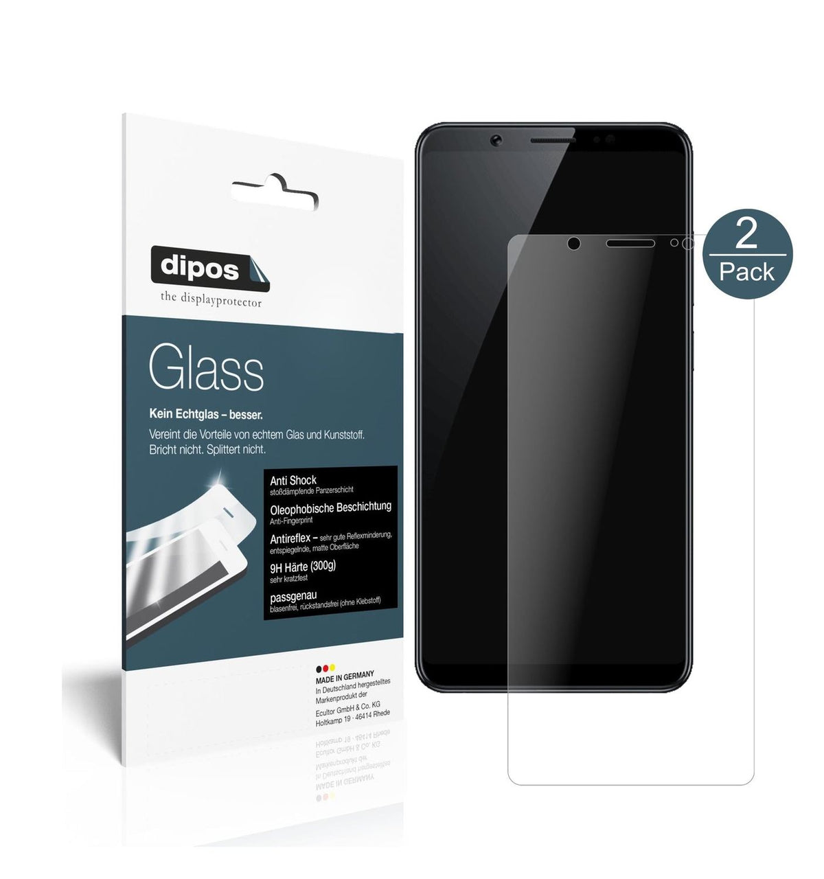 Matte Displayschutzfolie von dipos passend für Vivo V7+, 9H kratzfest und blasenfrei montiert