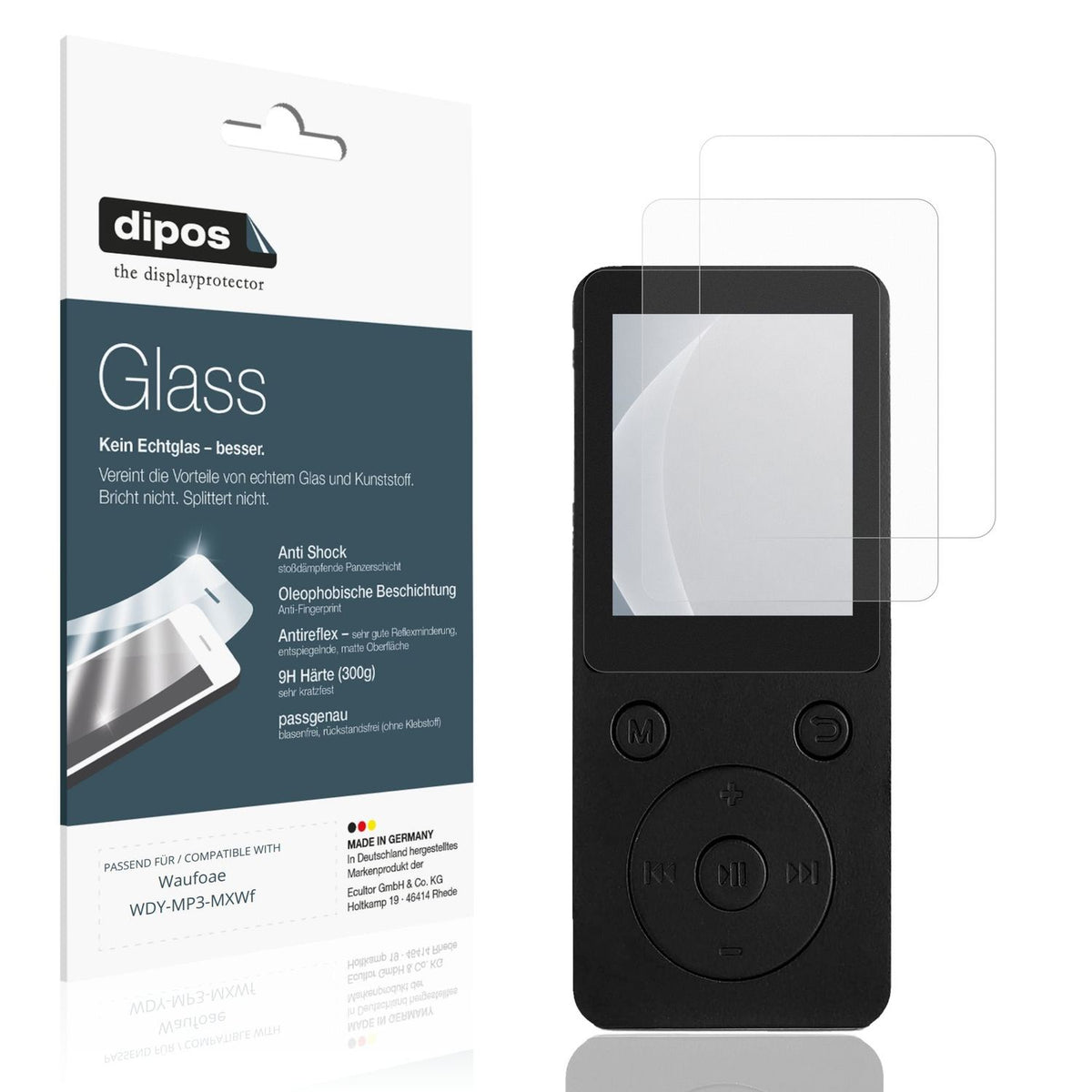 Matte Displayschutzfolie von dipos passend für Waufoae WDY-MP3-MXWf, 9H kratzfest und blasenfrei montiert