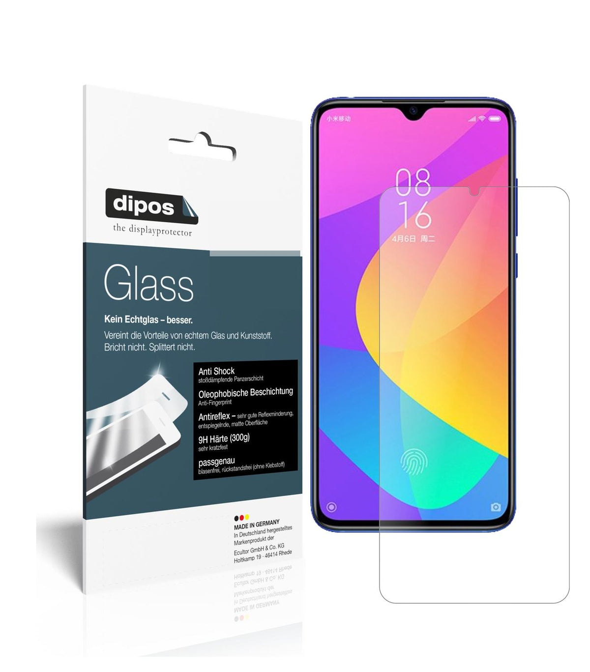 Matte Displayschutzfolie von dipos passend für Xiaomi Mi 9 Lite, 9H kratzfest und blasenfrei montiert
