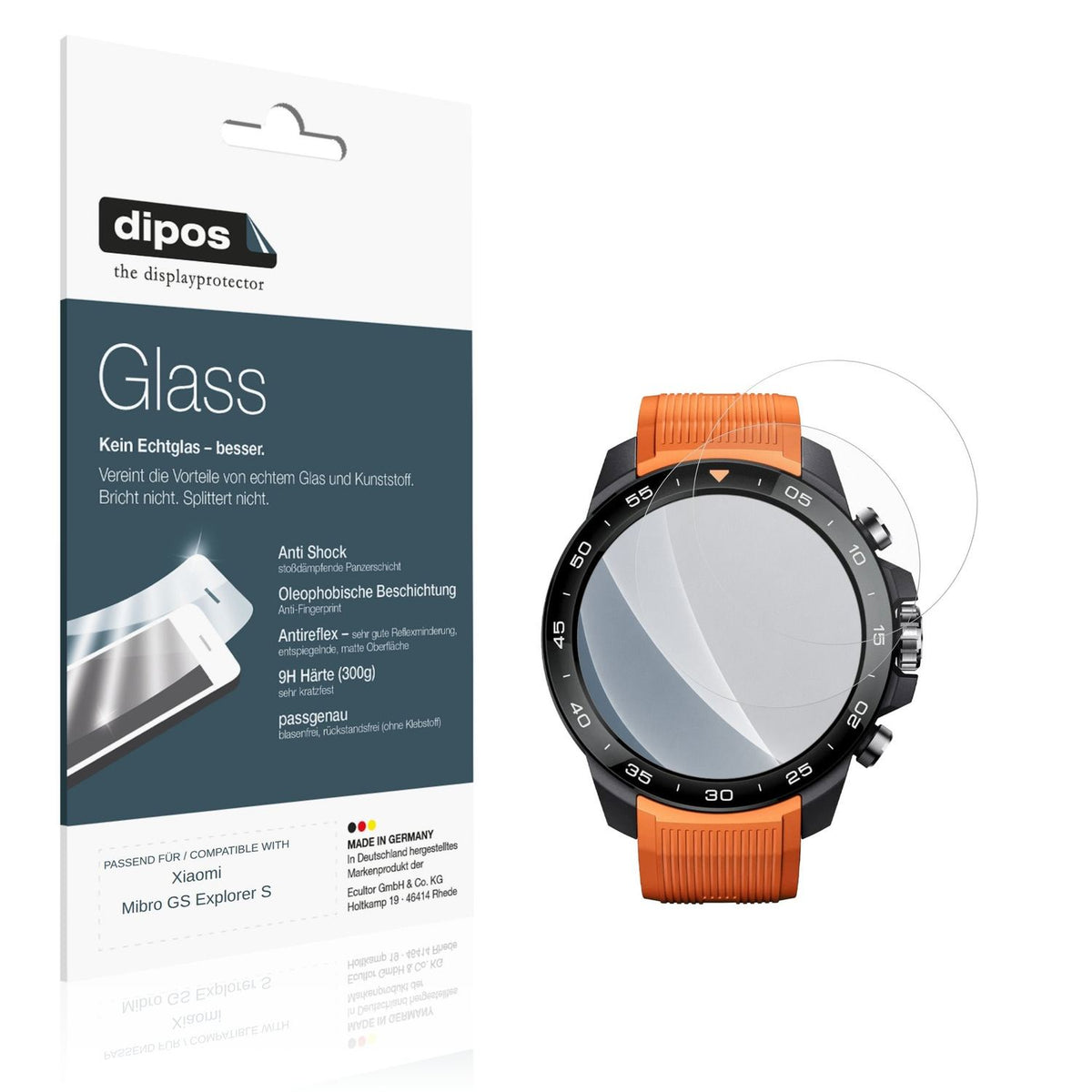 Matte Displayschutzfolie von dipos passend f�r Xiaomi Mibro GS Explorer S, 9H kratzfest und blasenfrei montiert