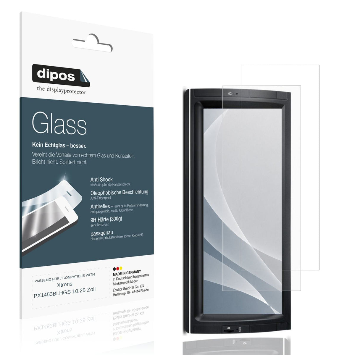 Matte Displayschutzfolie von dipos passend für Xtrons PX1453BLHGS 10.25 Zoll, 9H kratzfest und blasenfrei montiert