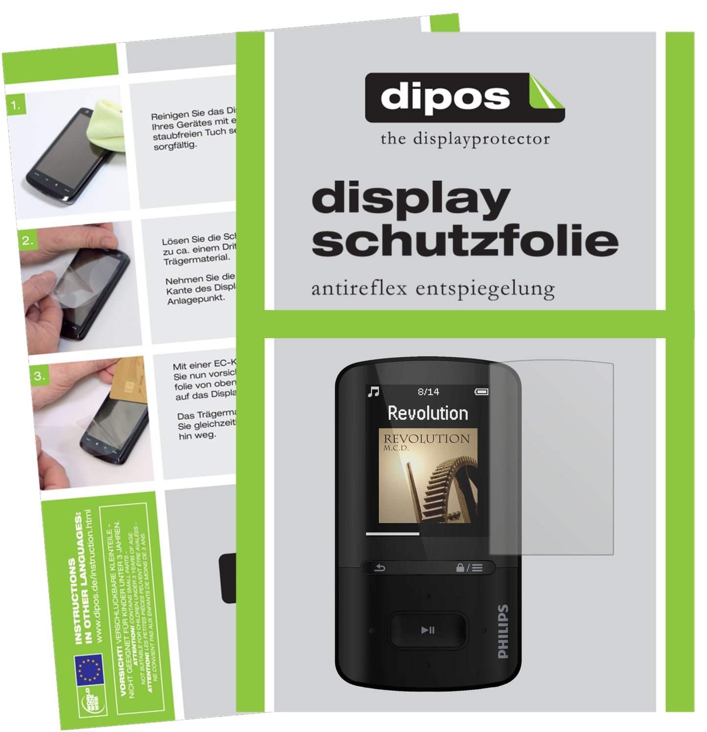 Mattes Panzerglas: Entspiegelte, dünne Folie, Fingerabdruckresistenz und Bildschirmschutz für Philips-SA4VBE04KN12 GoGear Vibe