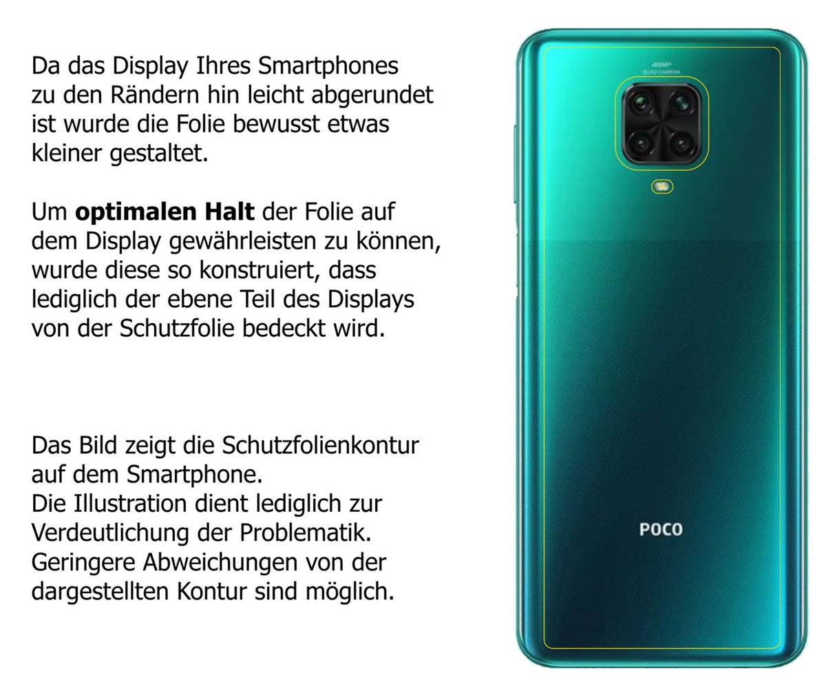 1x Schutzfolie klar für Poco M2 Pro Rückseite Display-Schutzfolie
