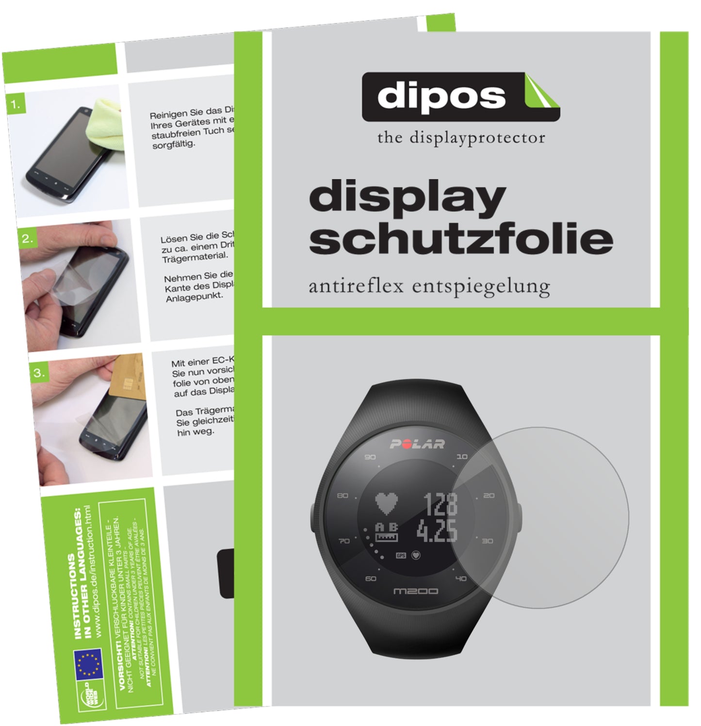 Mattes Panzerglas: Schutz vor Brüchen, Fingerabdrücken und Bildschirmblendung für Polar-M200