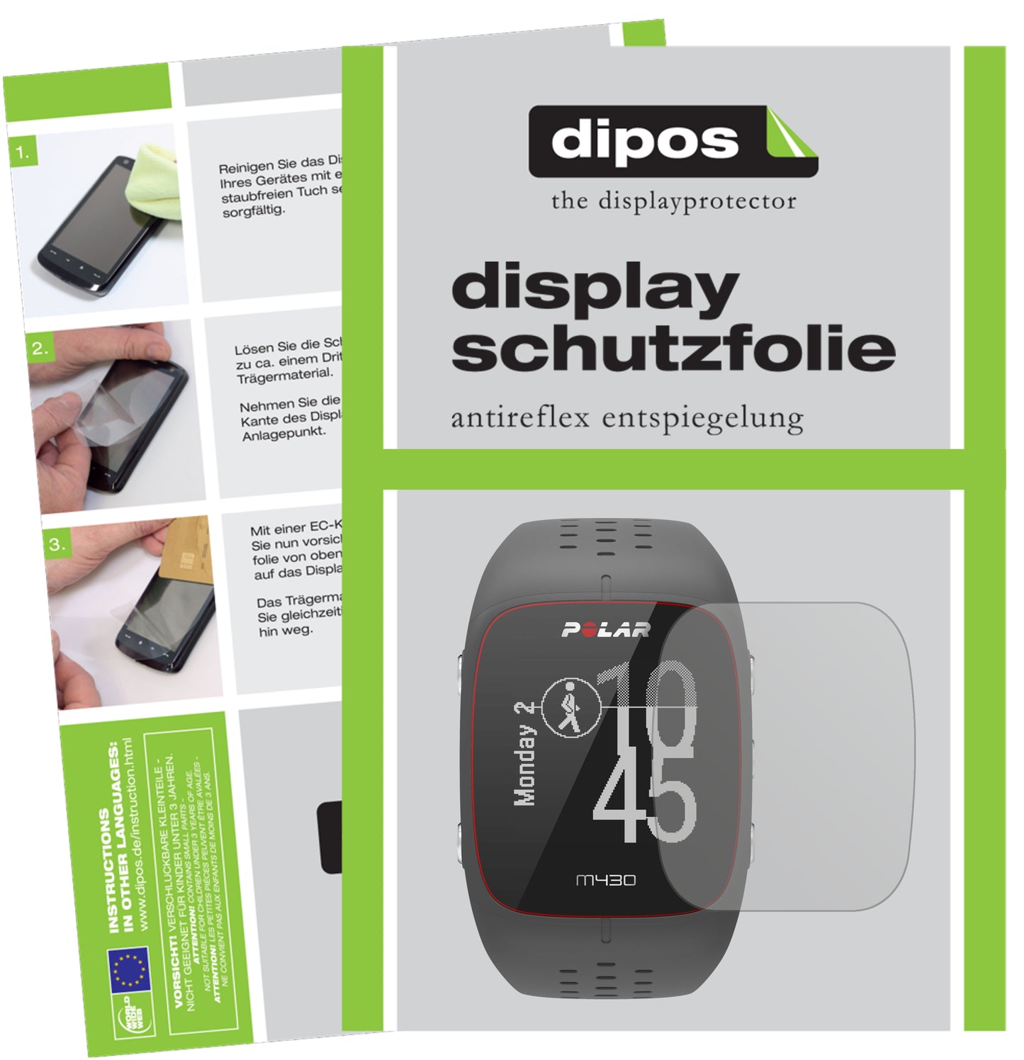 Mattes Panzerglas: Schutz vor Brüchen, Fingerabdrücken und Bildschirmblendung für Polar-M430