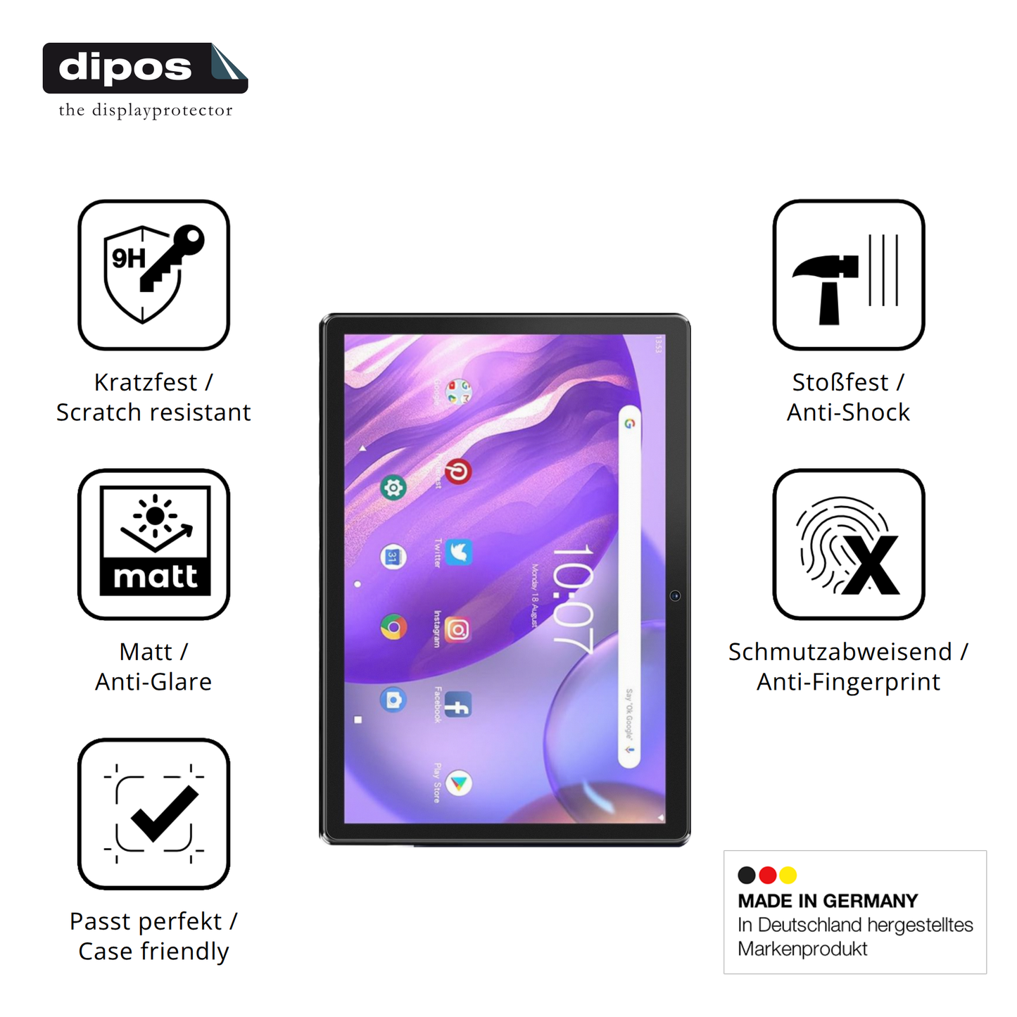 Displayschutz hergestellt in Deutschland, höchste Qualität made in Germany