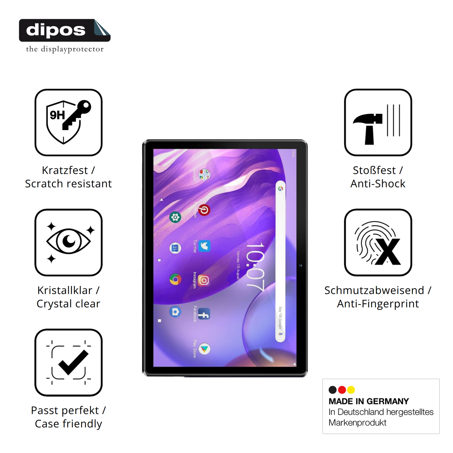 Displayschutz hergestellt in Deutschland, höchste Qualität made in Germany