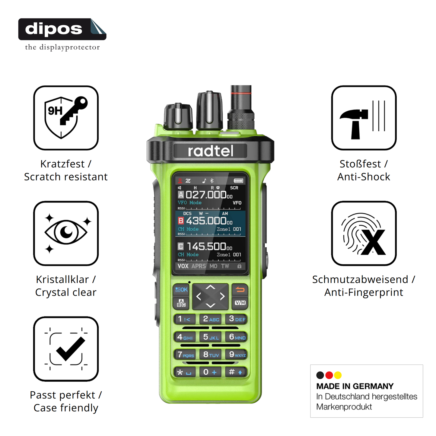 Displayschutz hergestellt in Deutschland, höchste Qualität made in Germany