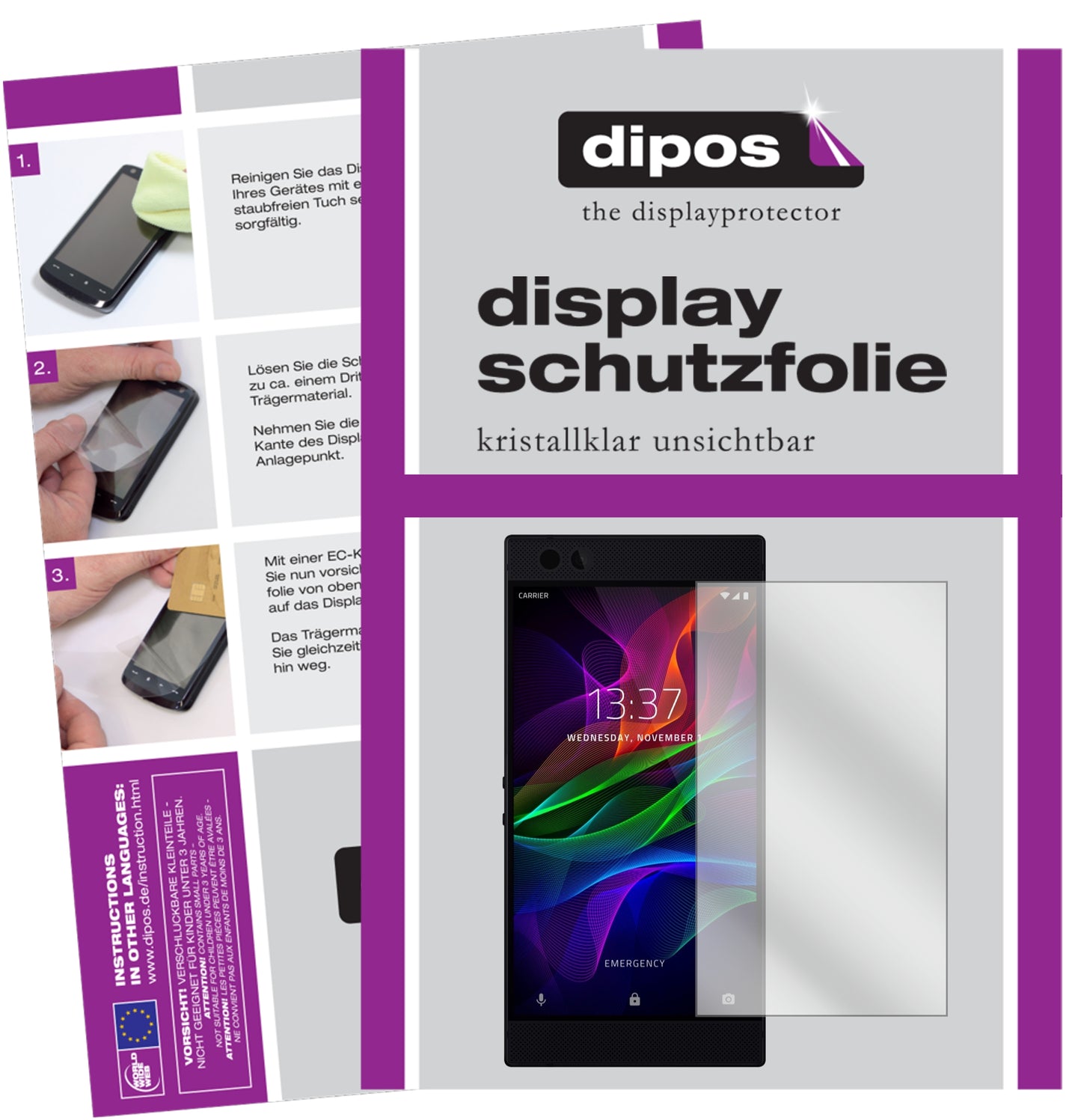 Kristallklare, dünne Schutzfolie: Kratzfest & passgenau für Razer-Phone