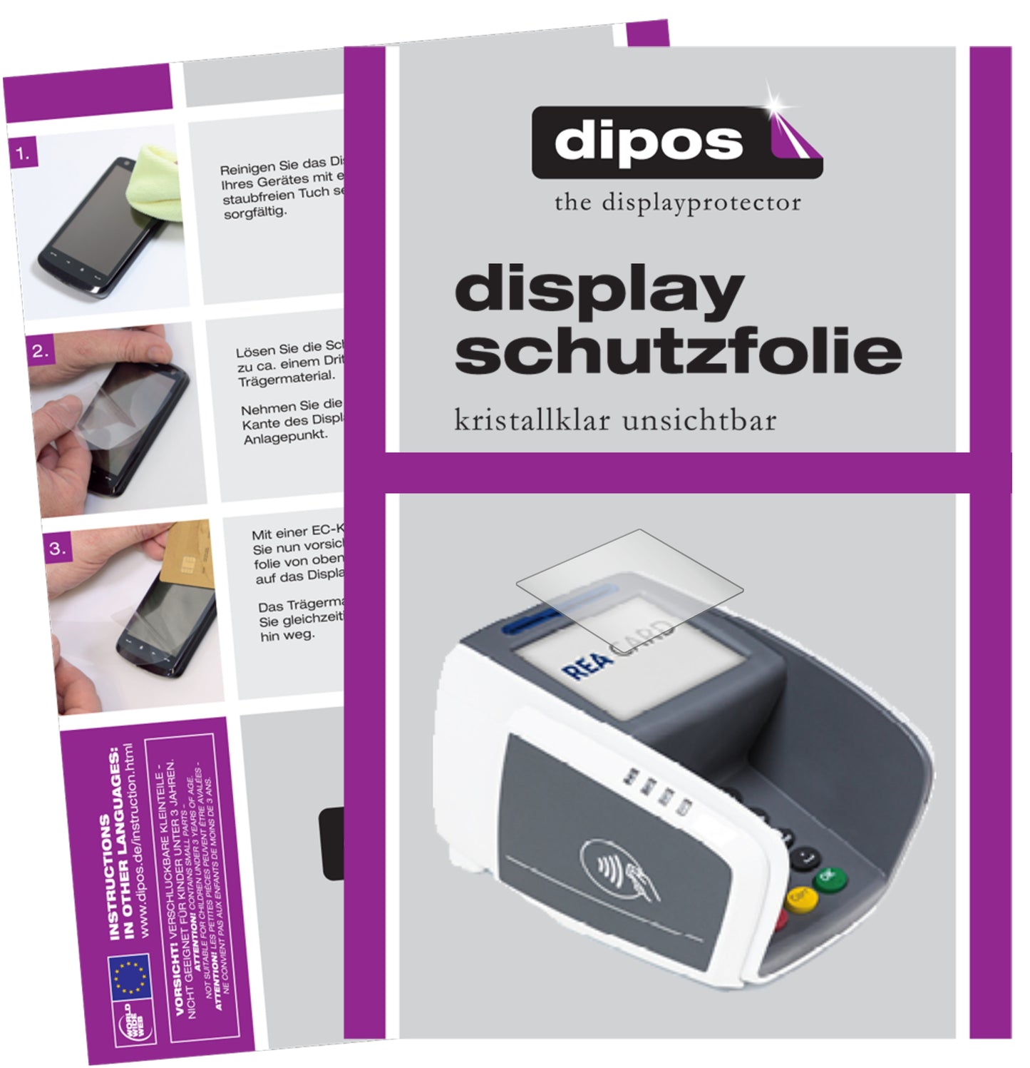 Kristallklare, dünne Schutzfolie: Kratzfest & passgenau für REA CARD-T7 pro touch