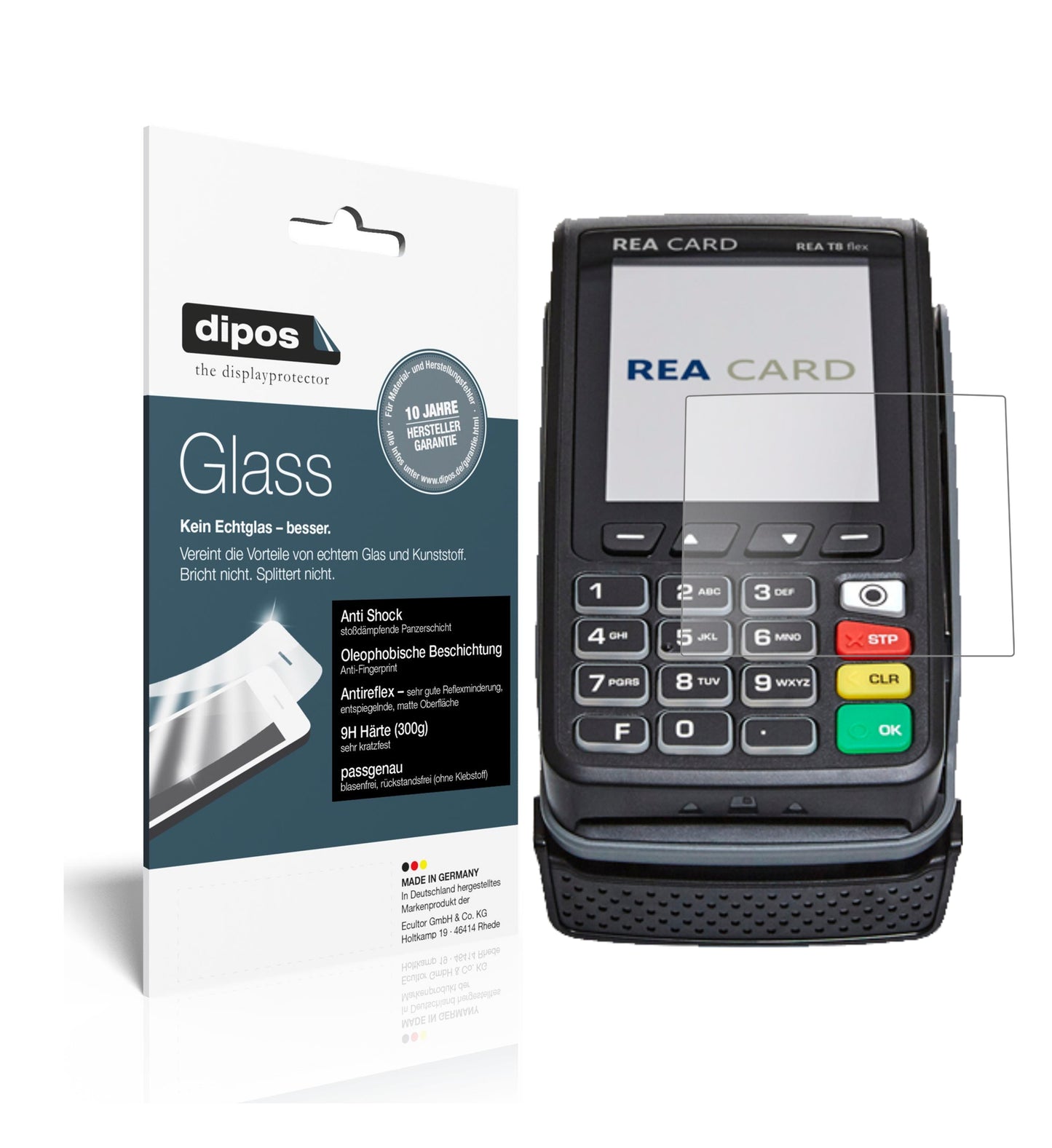 Mattes Panzerglas: Schutz vor Brüchen, Fingerabdrücken und Bildschirmblendung für REA CARD-T8 flex Terminal