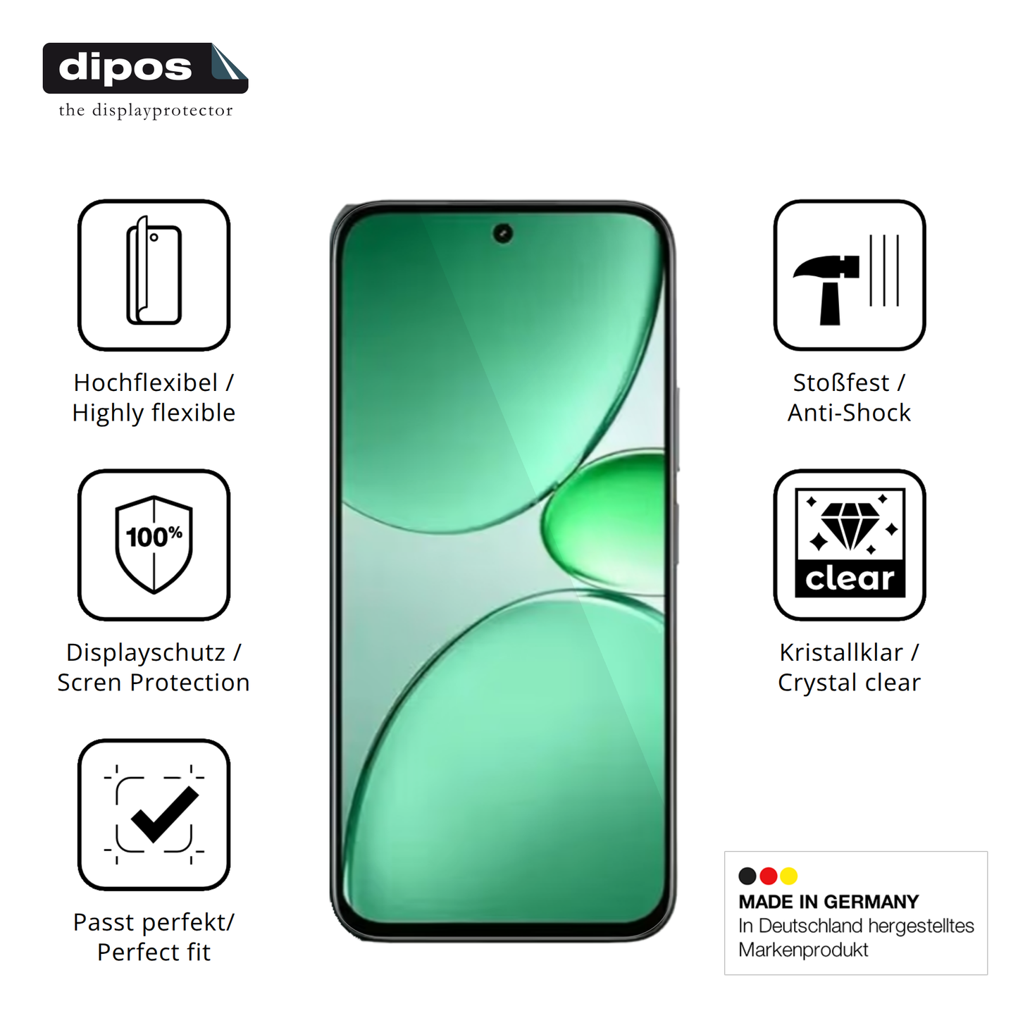 Displayschutz hergestellt in Deutschland, höchste Qualität made in Germany