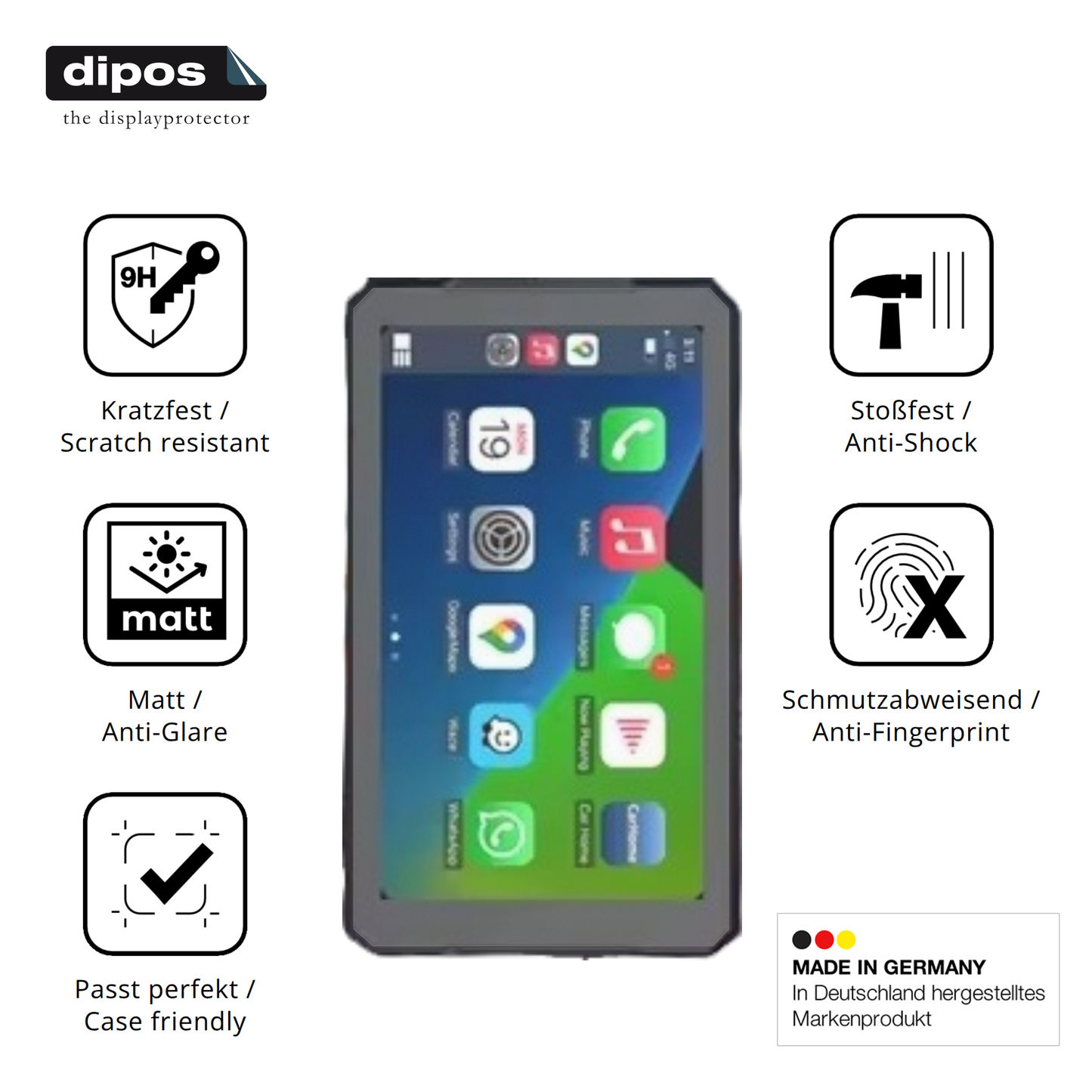 Displayschutz hergestellt in Deutschland, höchste Qualität made in Germany