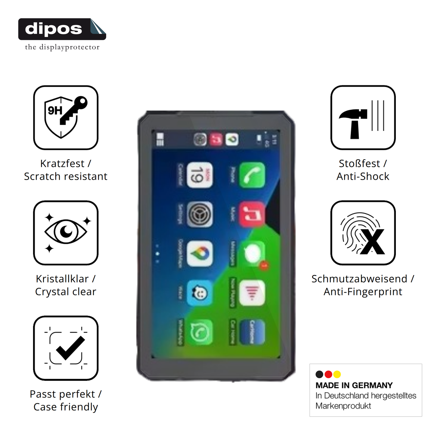 Displayschutz hergestellt in Deutschland, höchste Qualität made in Germany