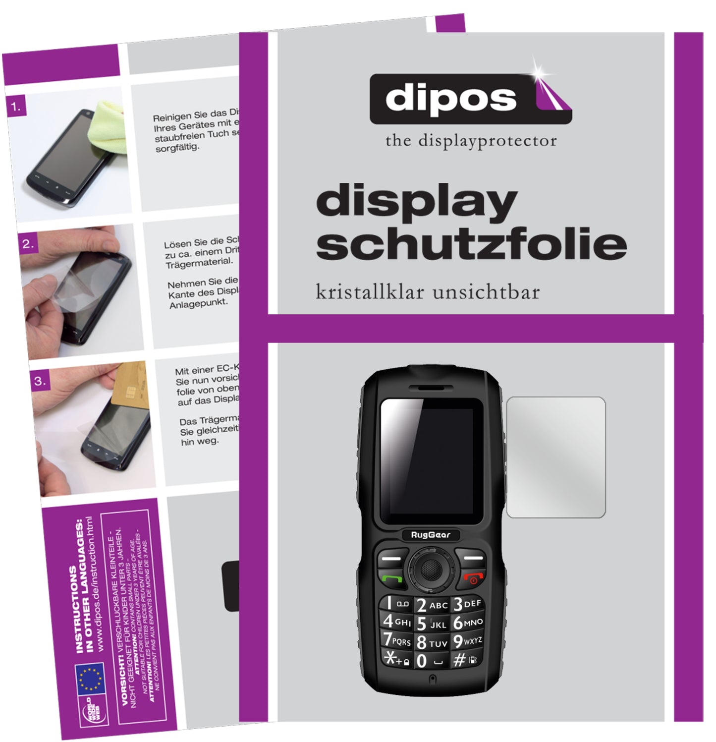 Kristallklare, dünne Schutzfolie: Kratzfest & passgenau für RugGear-RG100