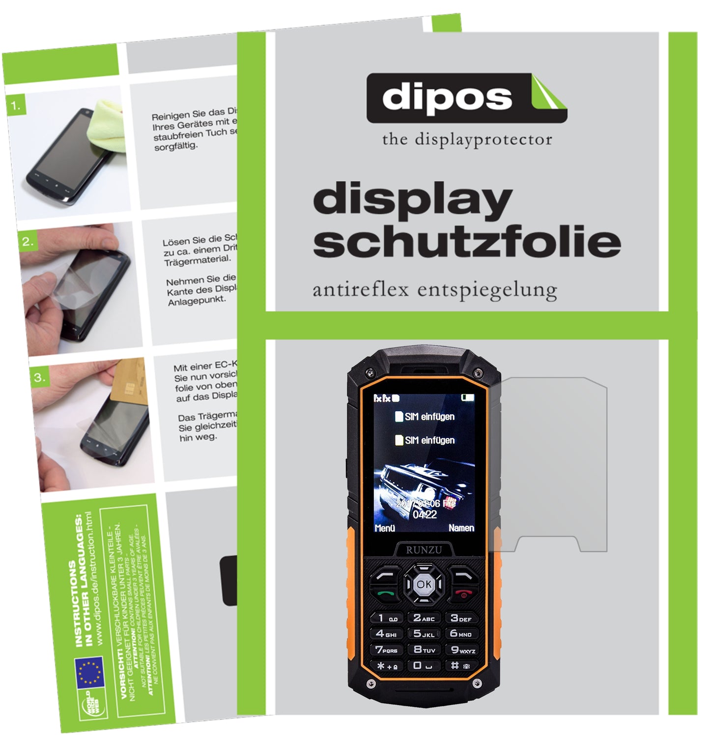 Mattes Panzerglas: Entspiegelte, dünne Folie, Fingerabdruckresistenz und Bildschirmschutz für Runzu-M8