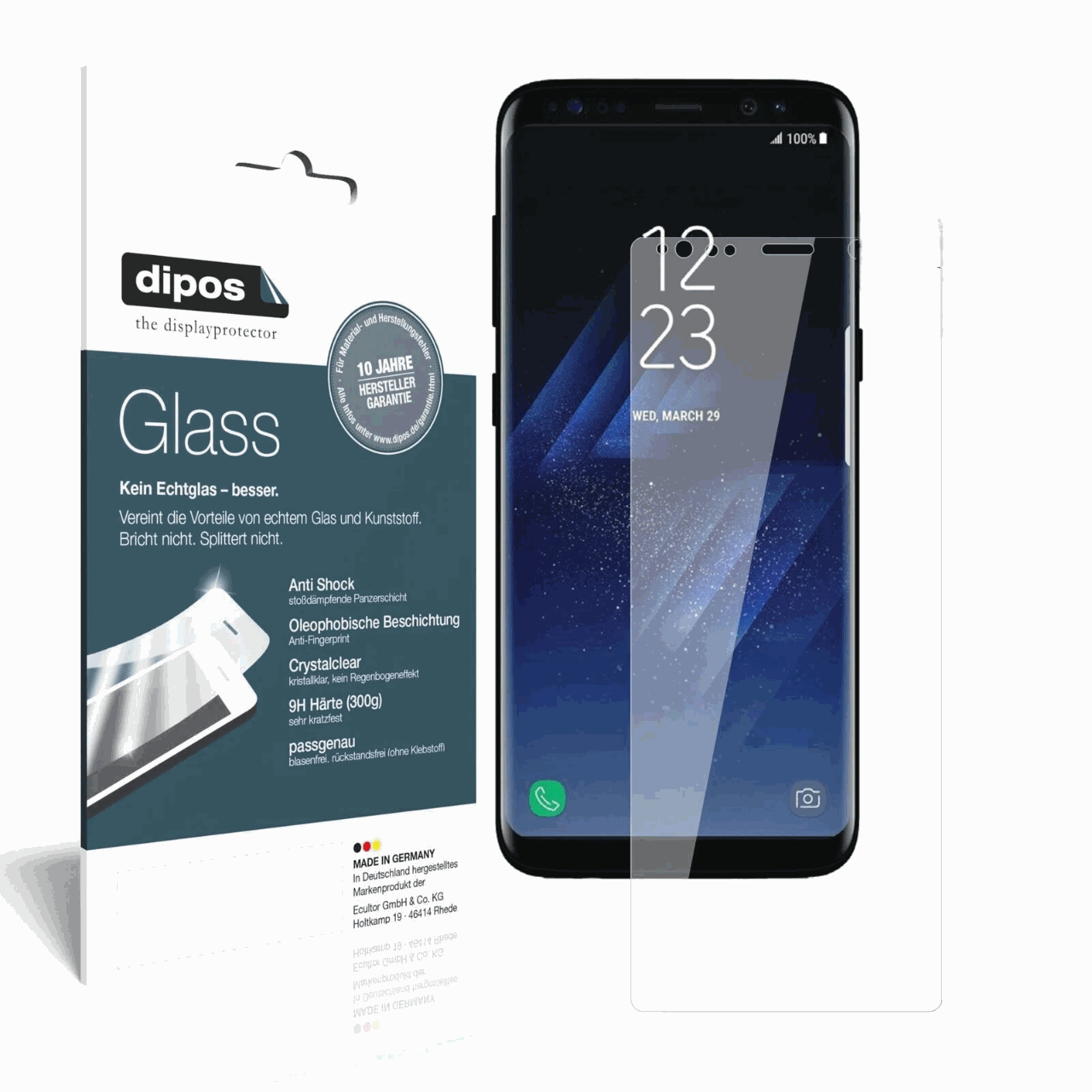 Matte Displayschutzfolie von dipos passend für Samsung Galaxy S8 Plus, 9H kratzfest und blasenfrei montiert