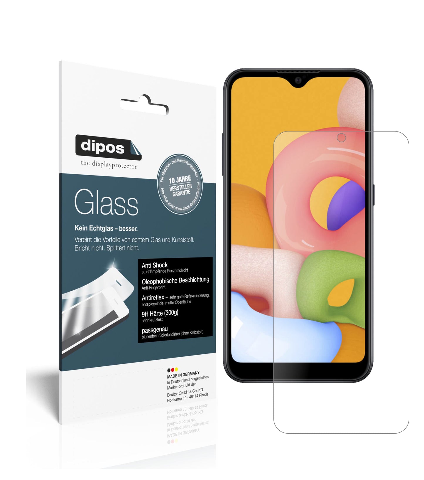 Mattes Panzerglas: Schutz vor Brüchen, Fingerabdrücken und Bildschirmblendung für Samsung-Galaxy A01