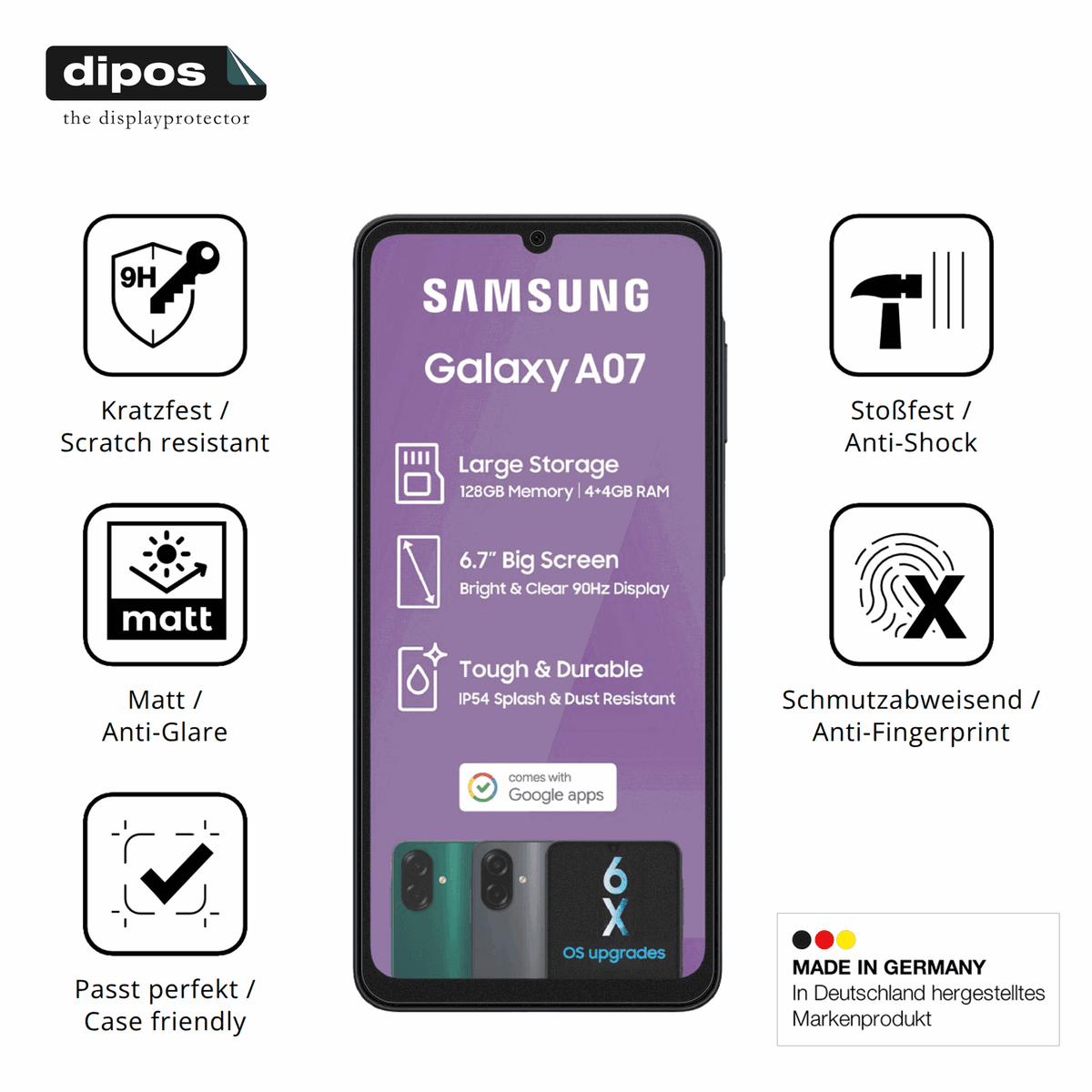2x 9H Schutzfolie matt für Samsung Galaxy A07 Panzerfolie