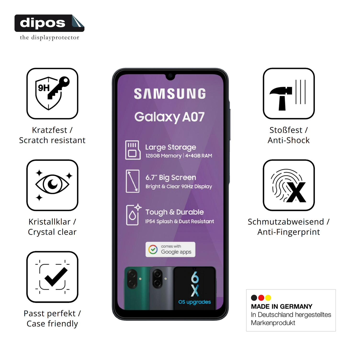 2x 9H Schutzfolie für Samsung Galaxy A07 Panzerfolie