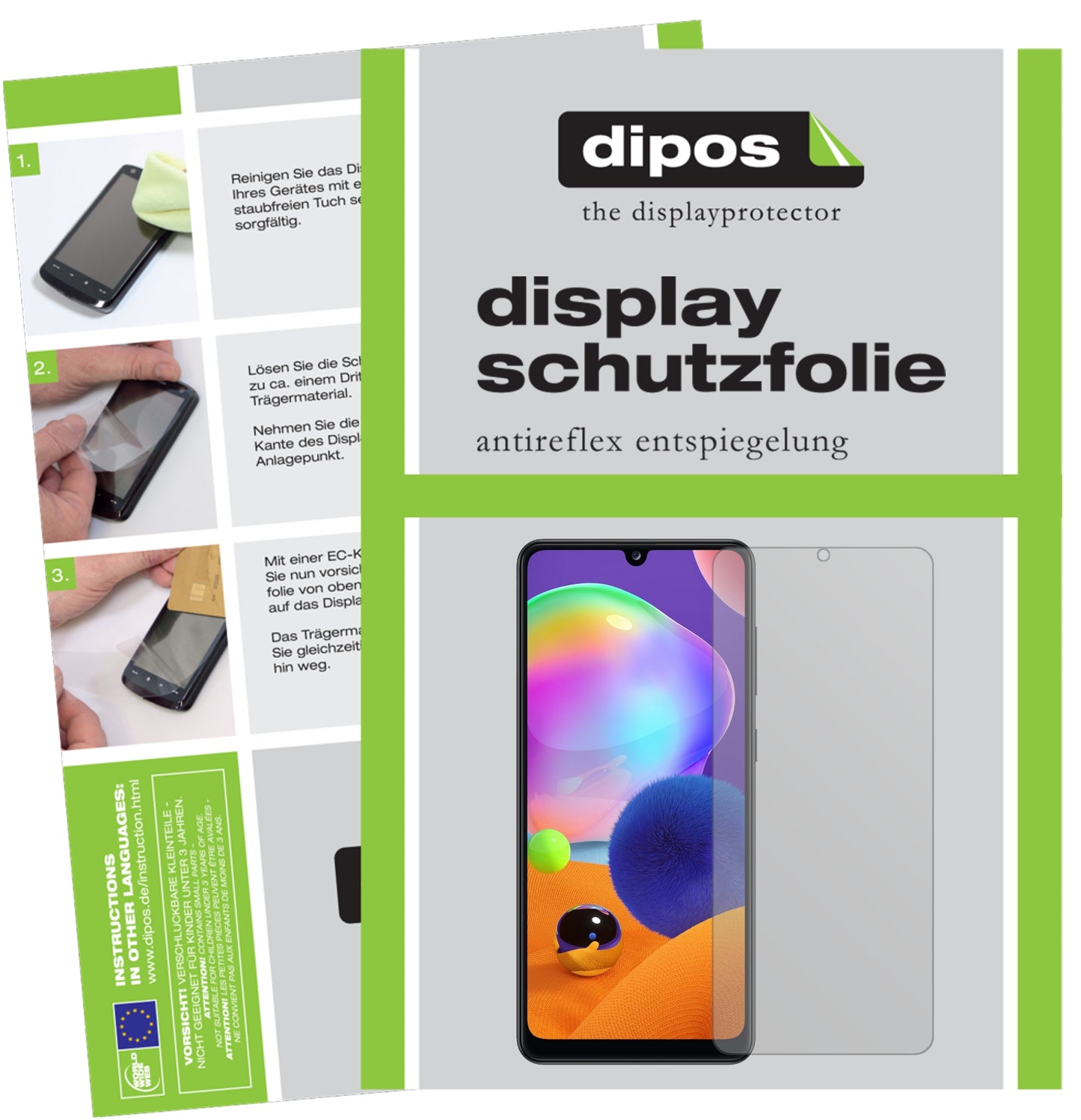 Mattes Panzerglas: Entspiegelte, dünne Folie, Fingerabdruckresistenz und Bildschirmschutz für Samsung-Galaxy A31
