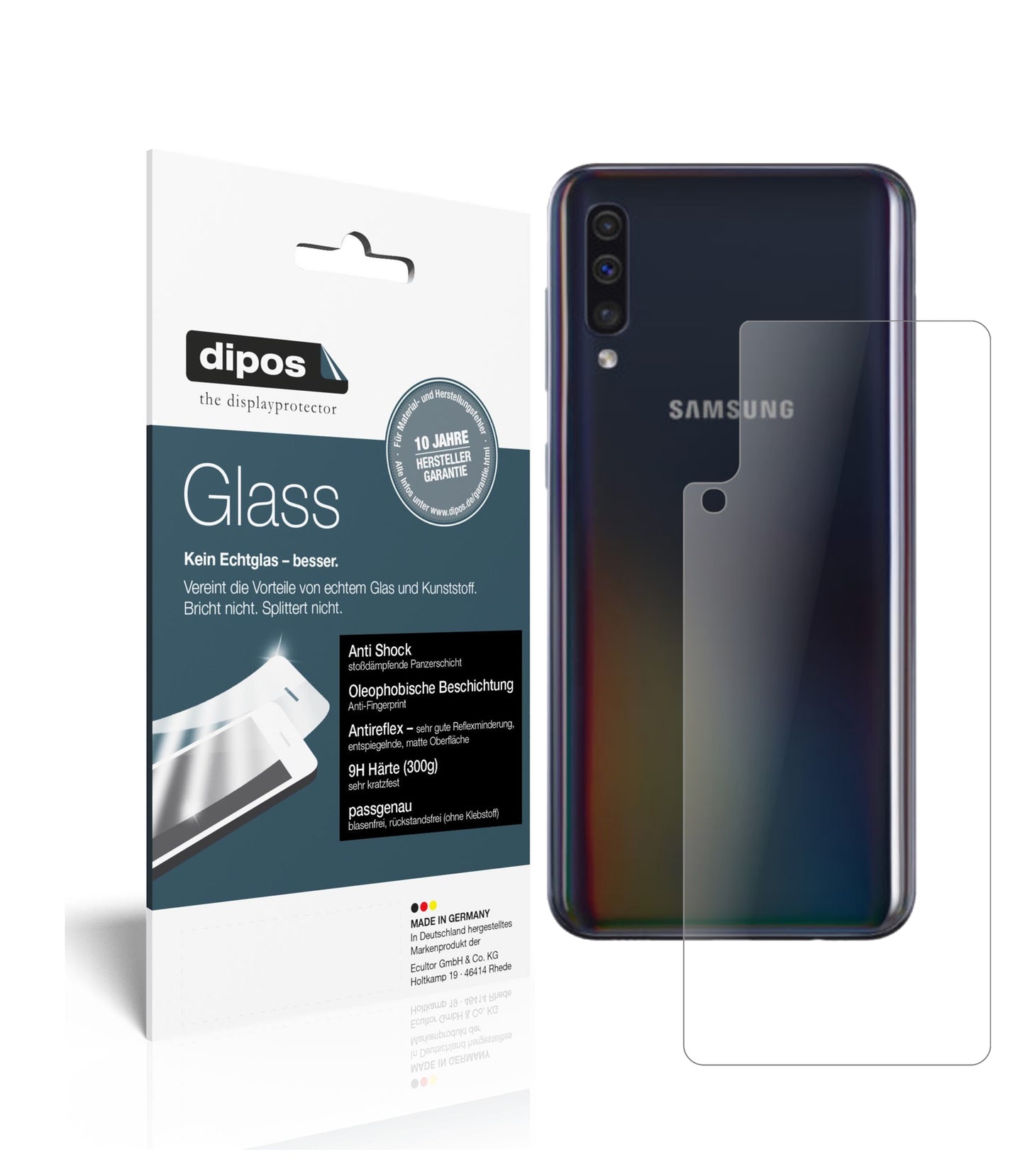 Mattes Panzerglas: Schutz vor Brüchen, Fingerabdrücken und Bildschirmblendung für Samsung-Galaxy A40 Rückseite