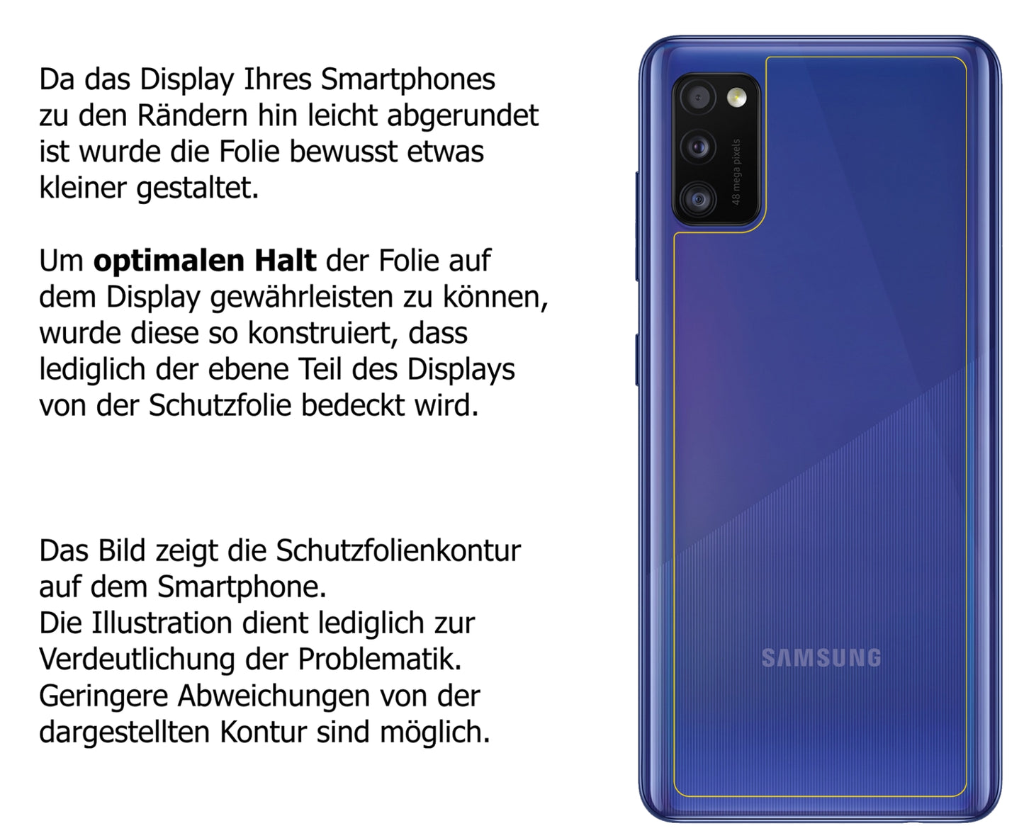 Dünne und klare Folie passend zugeschnitten für Samsung Galaxy A41 Rückseite