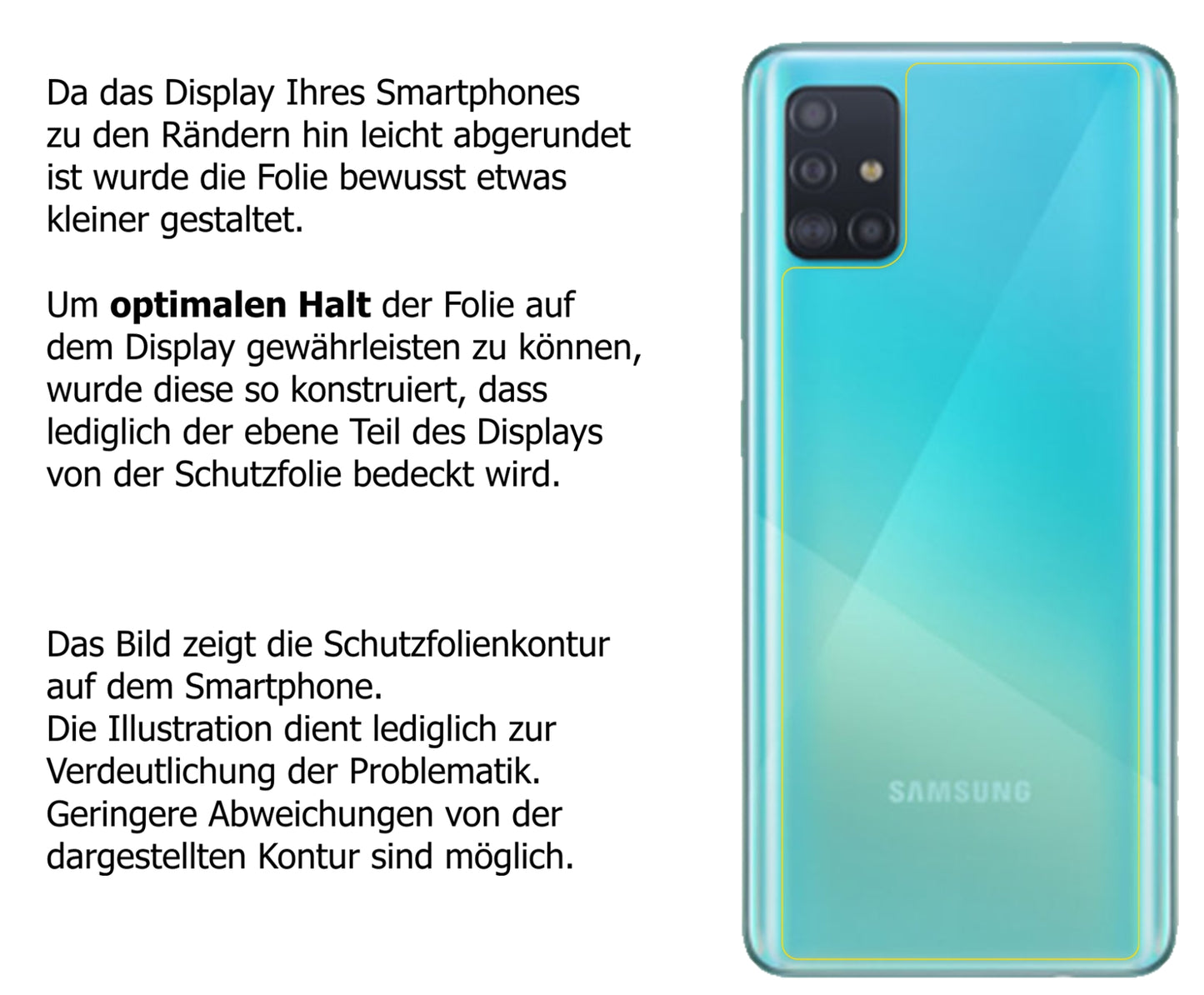 1x Schutzfolie matt für Samsung Galaxy A51 Rückseite Display-Schutzfolie