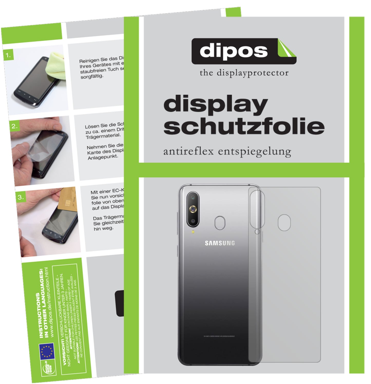 Mattes Panzerglas: Entspiegelte, dünne Folie, Fingerabdruckresistenz und Bildschirmschutz für Samsung-Galaxy A60 Rückseite